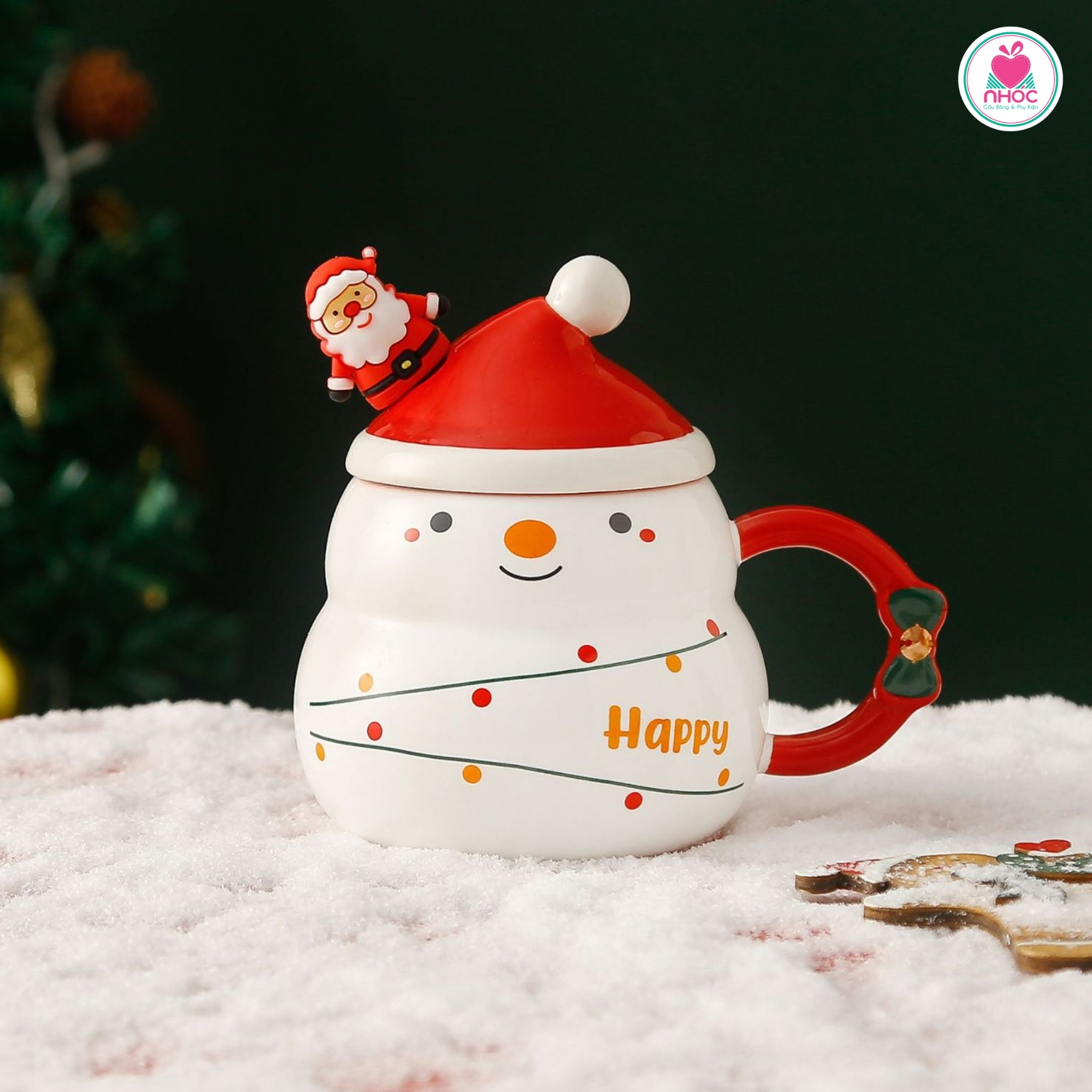 Ly sứ Noel bầu - Người tuyết - Trắng - 16001