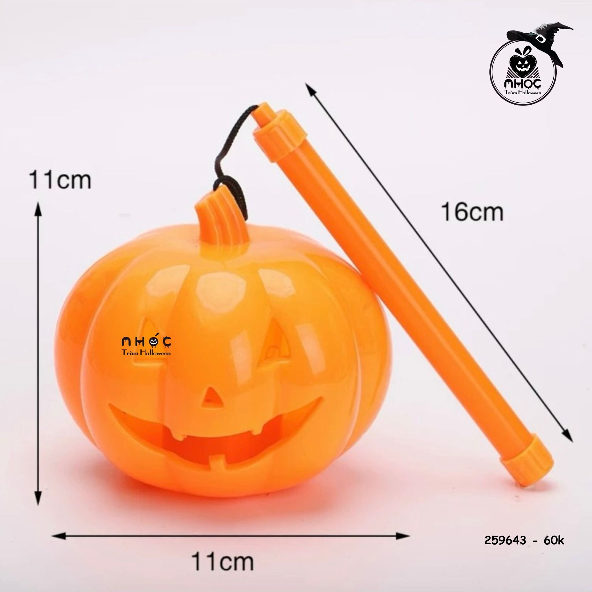 Đèn bí ngô cầm tay mặt cười - Cam - 1560