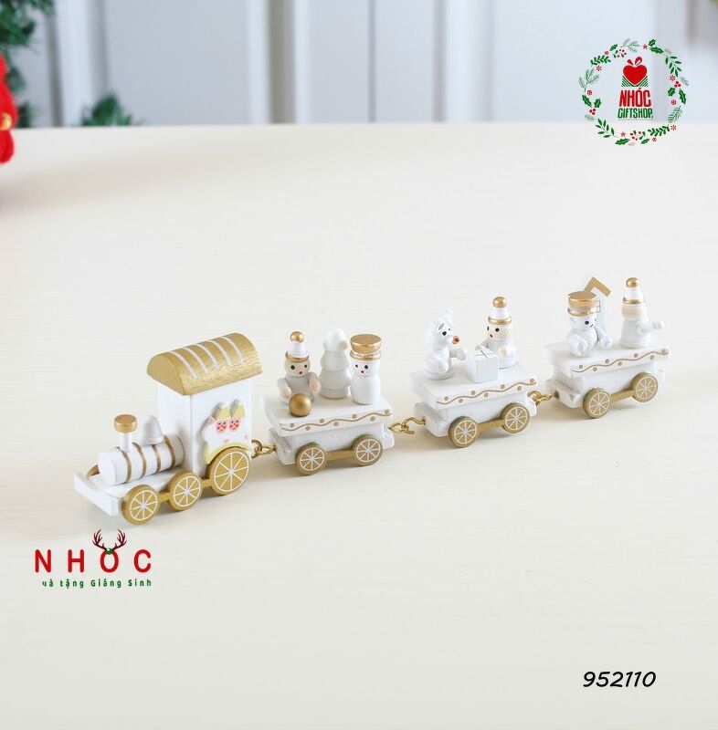 Bộ tượng noel gỗ xe lửa người tuyết - 12001