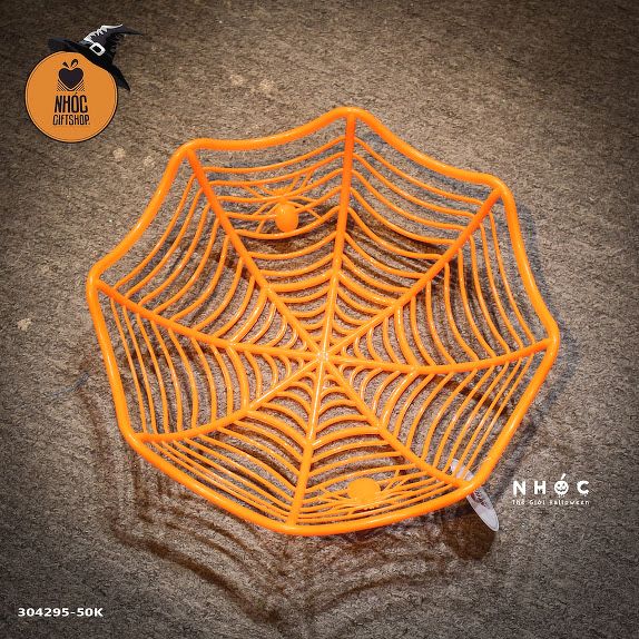 Rổ halloween màng nhện nhựa - 5001 - Cam