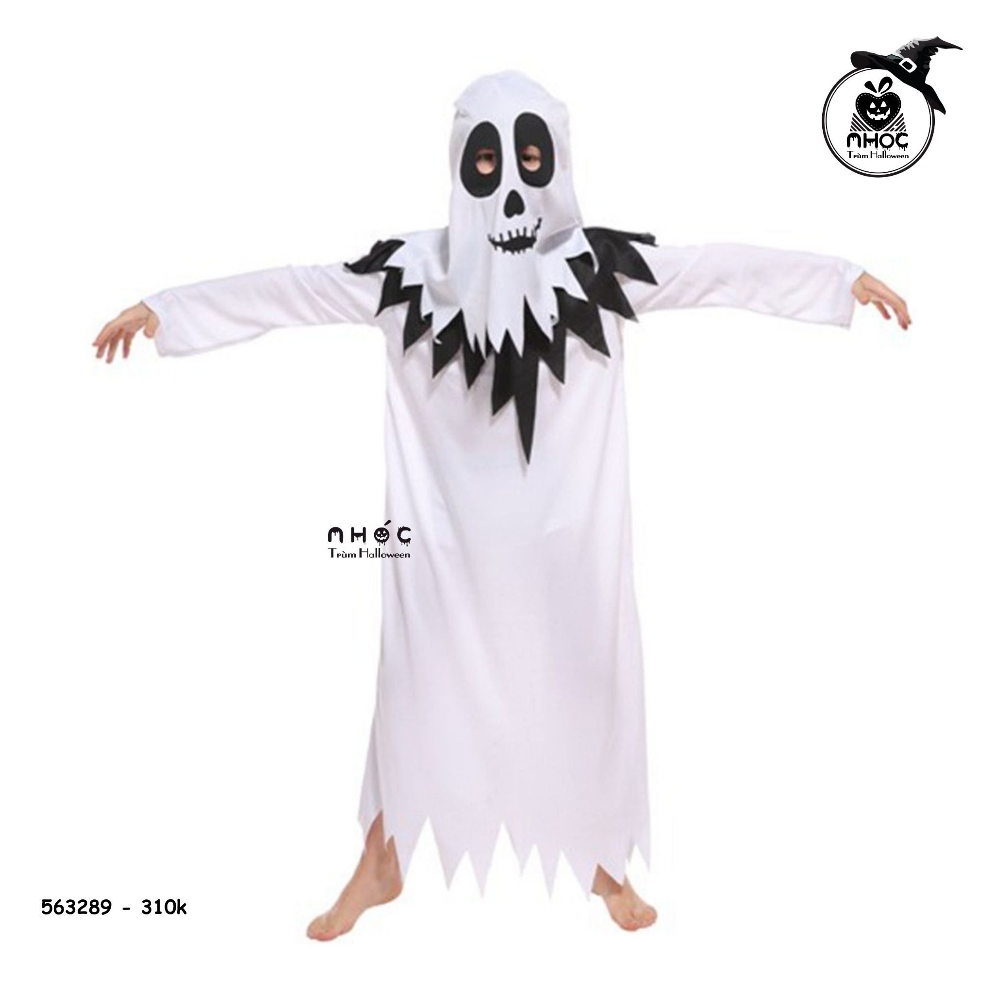 Aó halloween ma trơi Hooded robe ghost trắng - 31001 - L