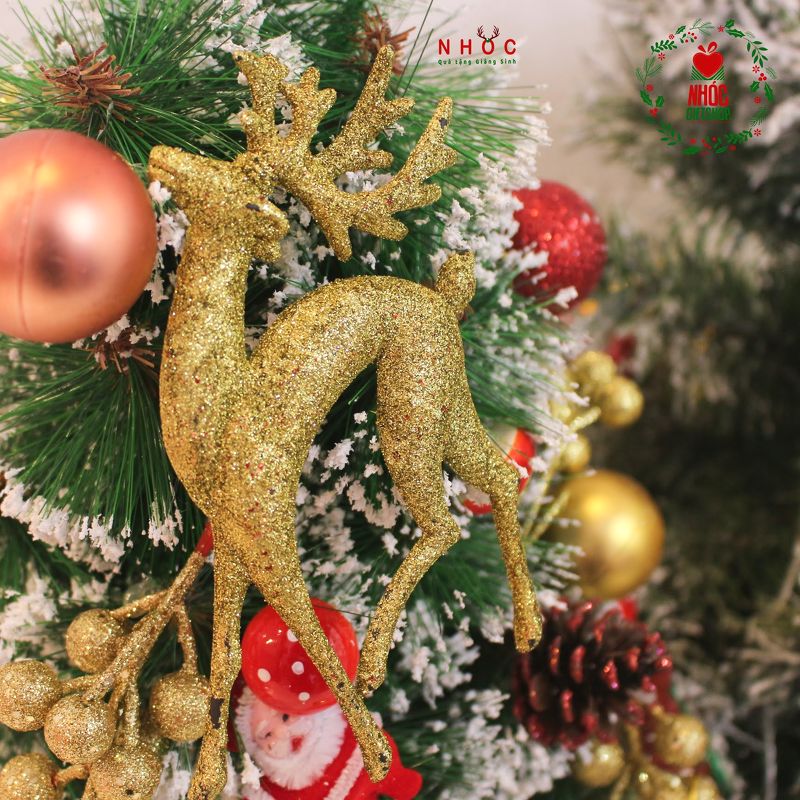 Phụ kiện trang trí noel nai kim tuyến bộ 2 - 3001