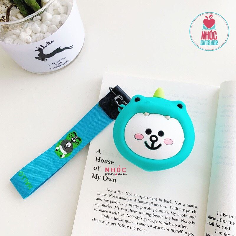 Bóp ví cầm tay silicone đầu thỏ Cony mặc áo khủng long - Xanh lá - 11001