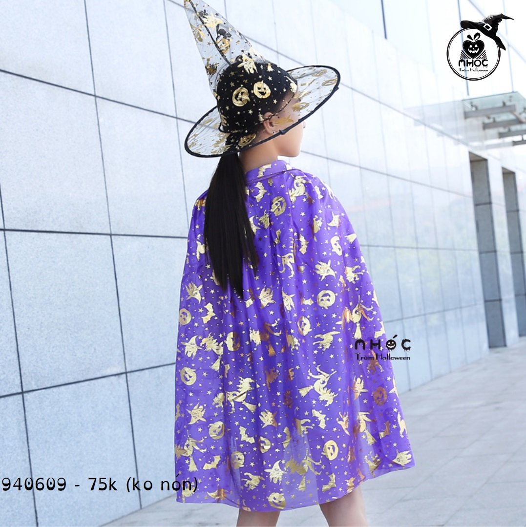 Áo choàng Halloween nhủ bạc ma bí phù thuỷ - Tím - 6575