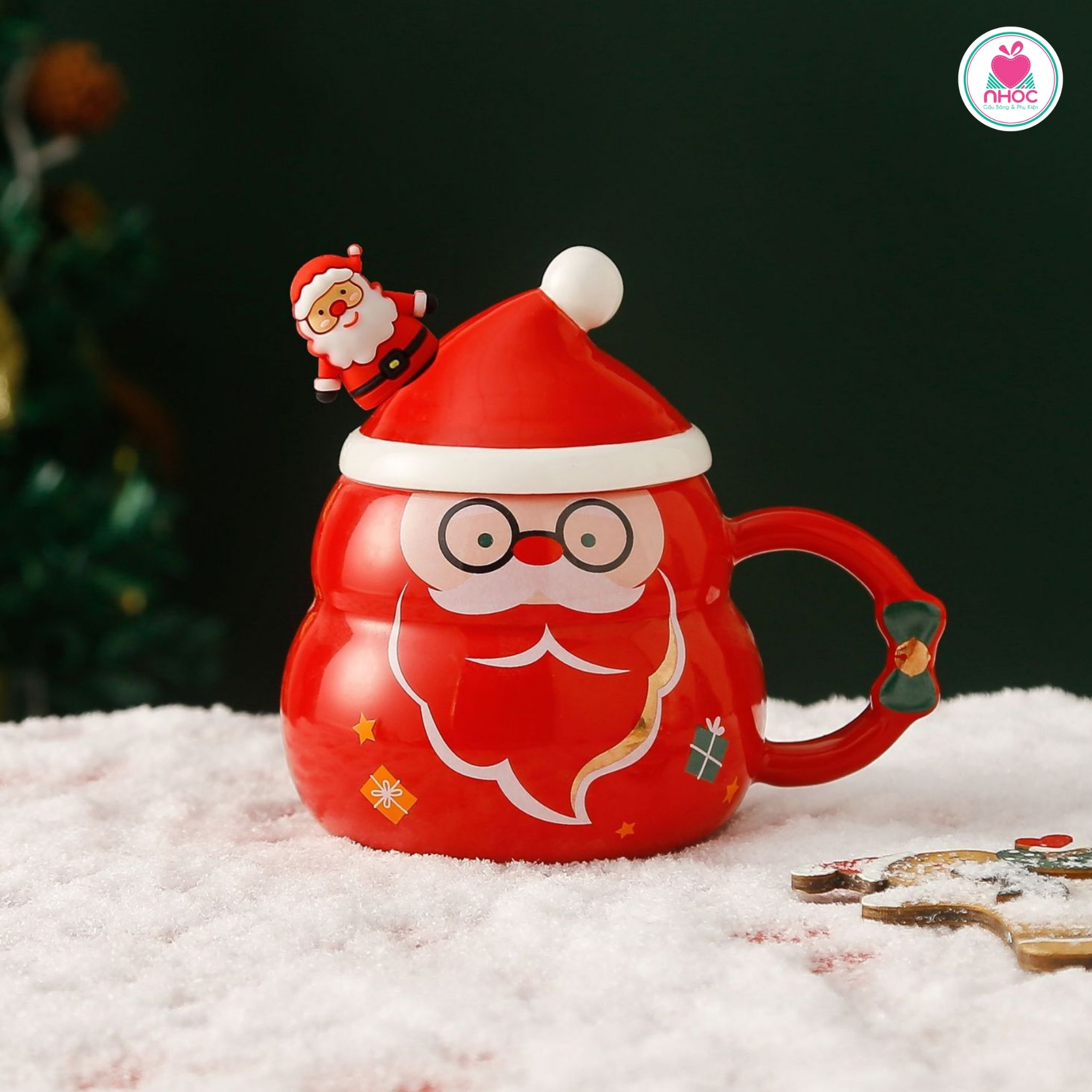 Ly sứ Noel bầu - Ông già - Đỏ - 16001