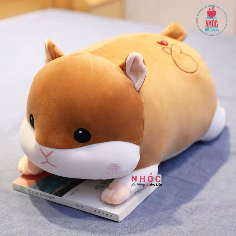 Thú bông chuột hamster má xoắn lông mịn nằm TC - Nâu - 70410