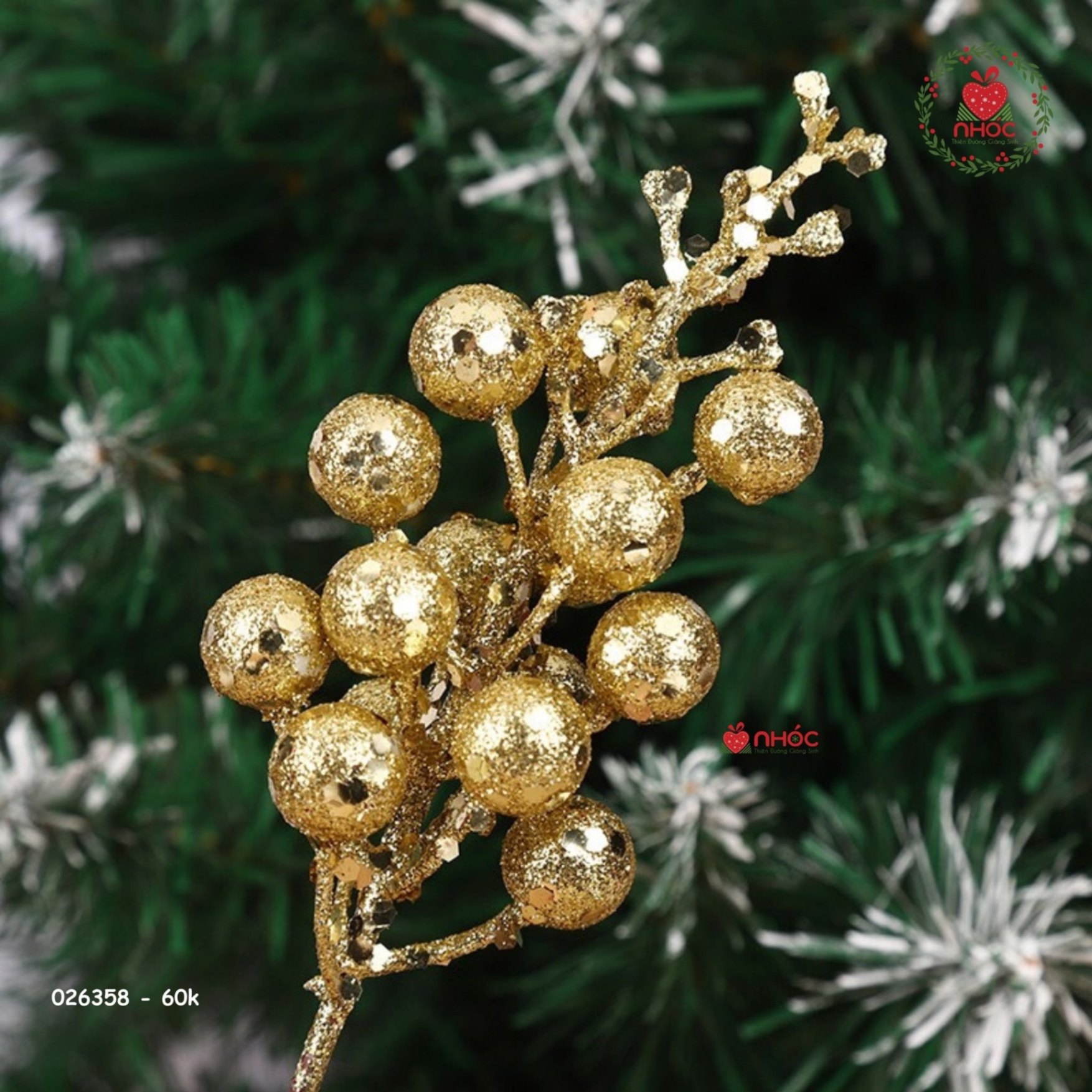 Trang trí noel chùm trái kim tuyến - 6001
