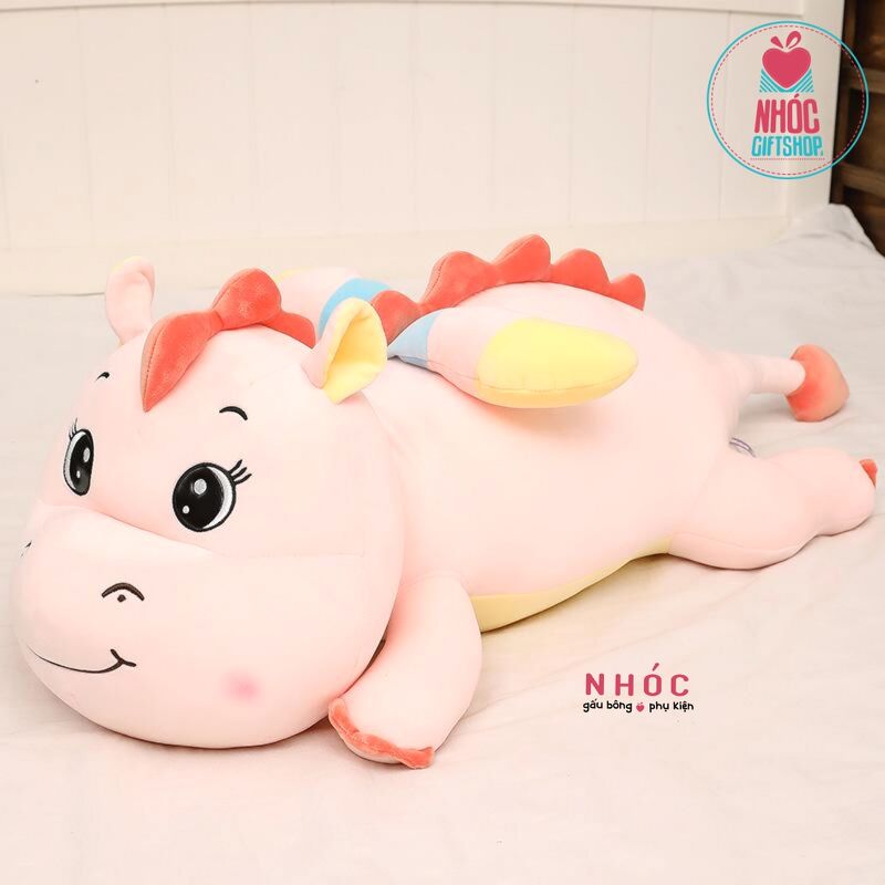 Thú bông Khủng long có cánh đuôi tim lông mịn nằm - Hồng - 90360
