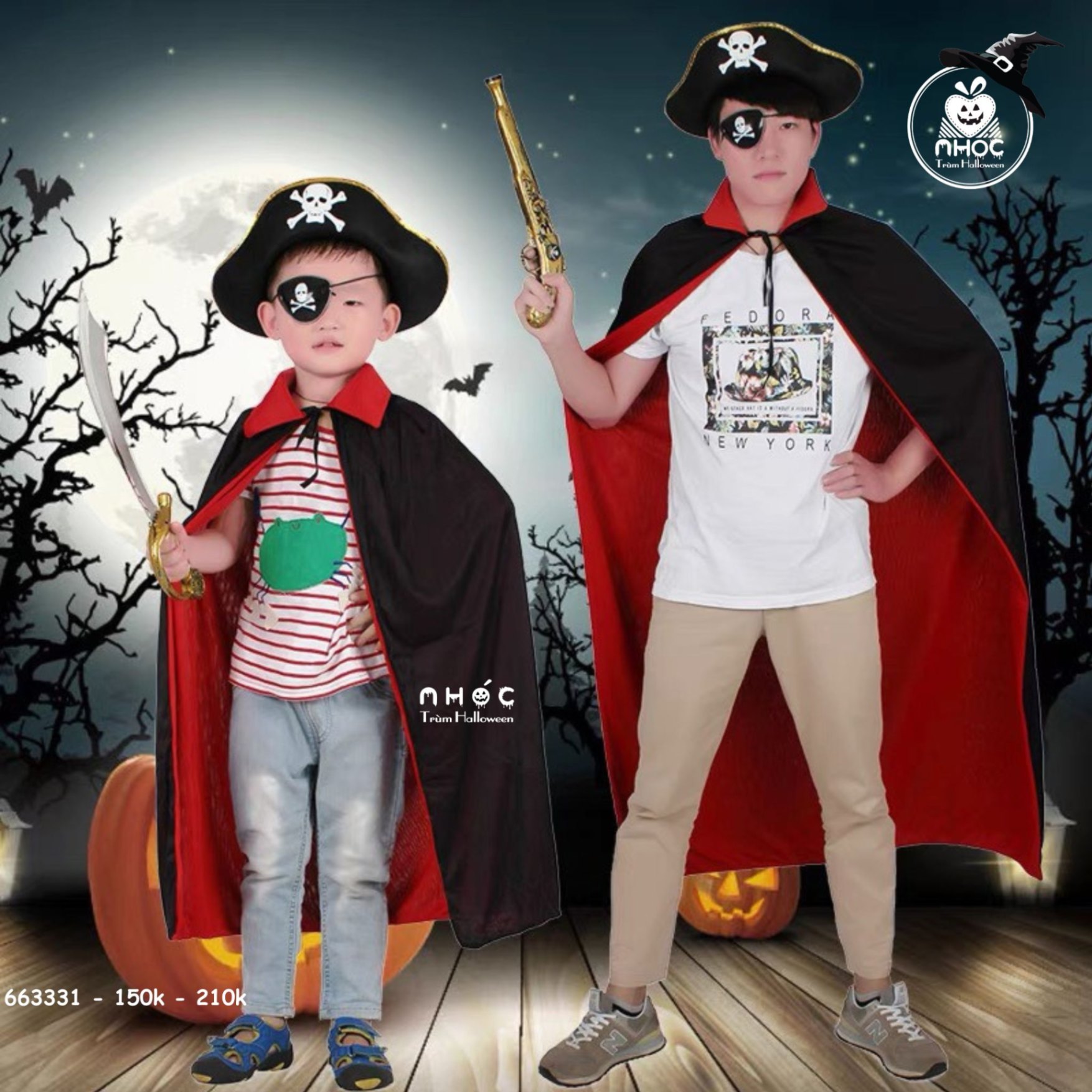 Áo choàng Halloween dracula vải thun 2 lớp đen đỏ - 80150
