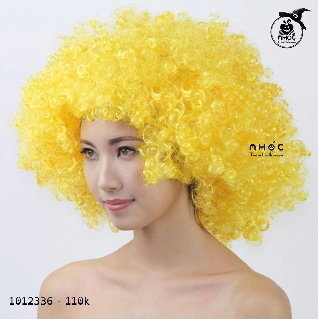 Tóc giả xoăn 1 màu - Vàng - 11001