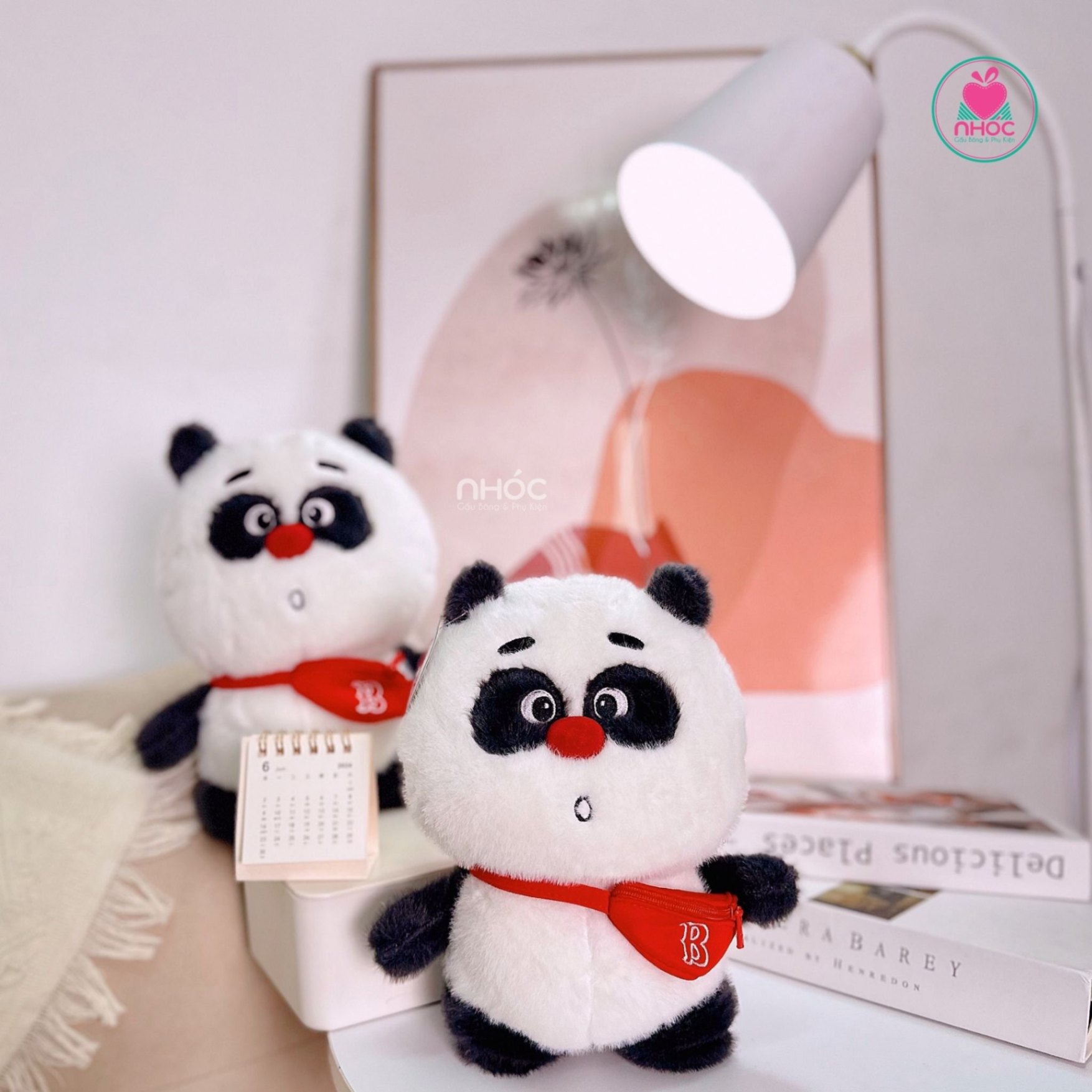 Thú bông gấu đeo túi bao tử lông xù - Panda - 25180