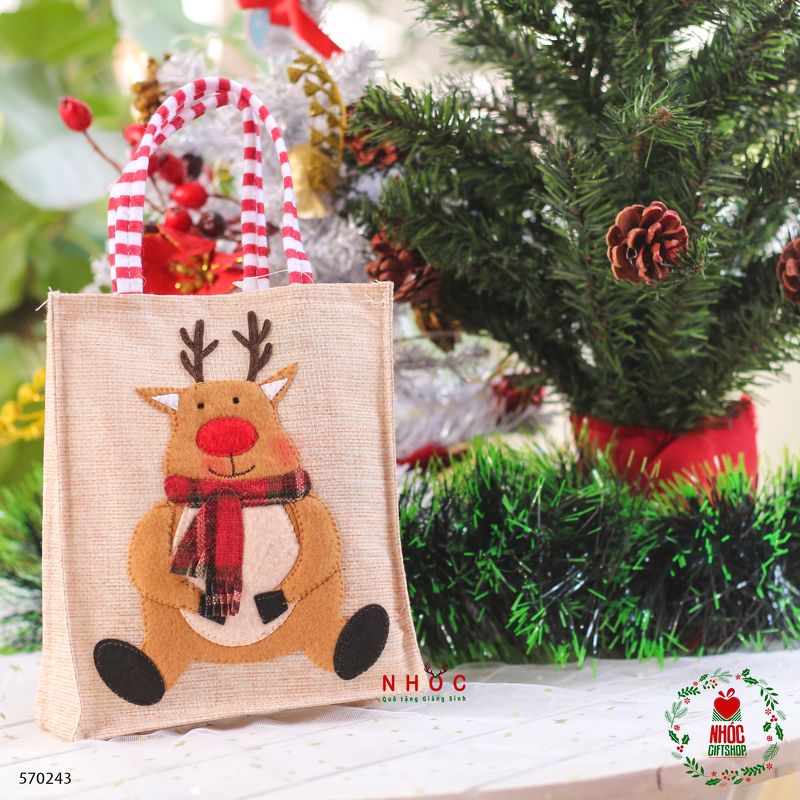 Túi noel vải bố - Tuần lộc - 5001
