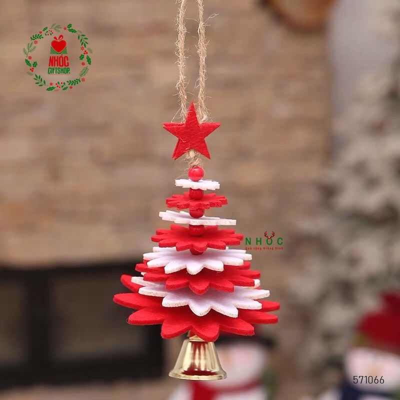 Phụ kiện trang Trí noel cây thông nỉ chuông treo - 5001 - Đỏ