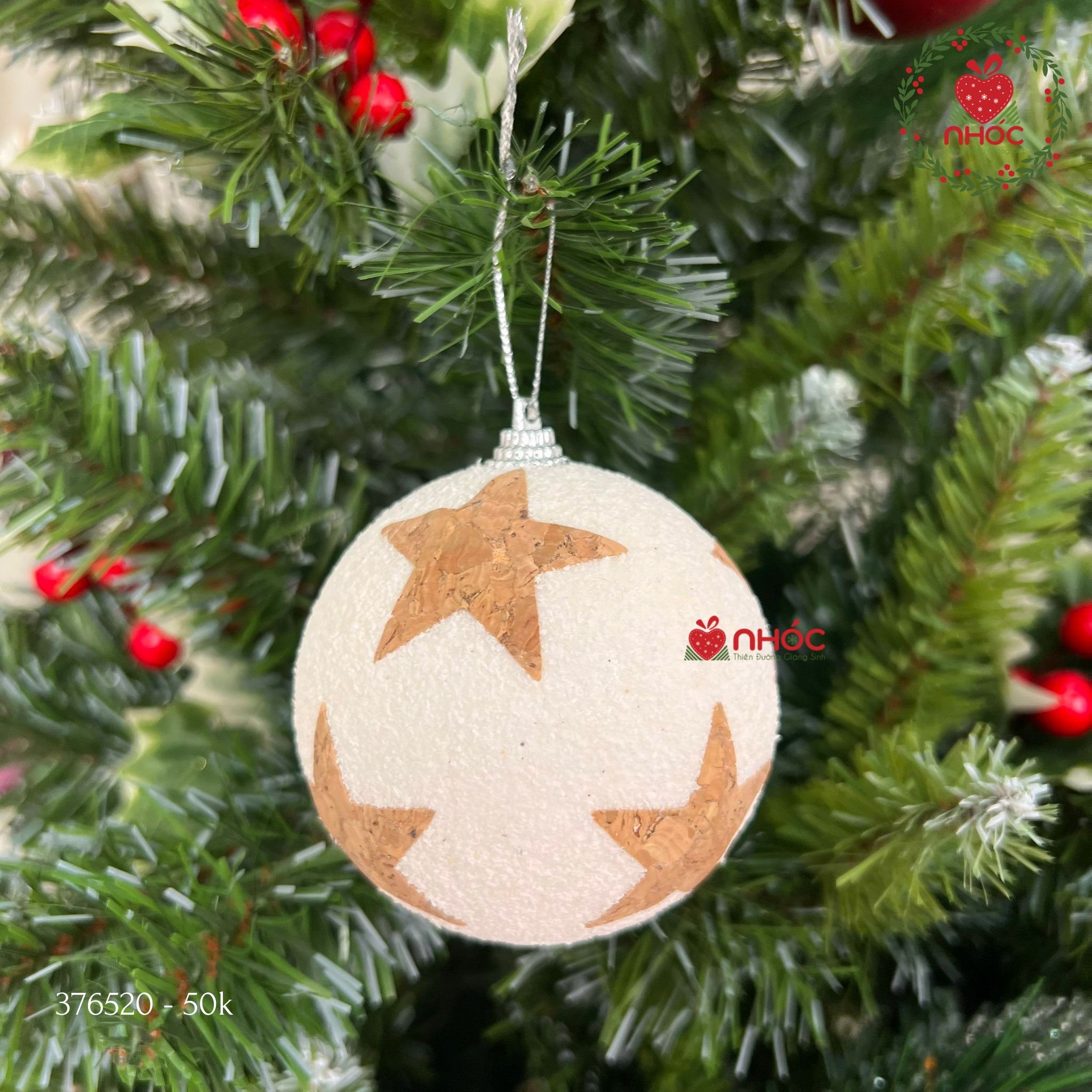 Trái châu đơn hoạ tiết noel - Ngôi sao - 70ly - 50