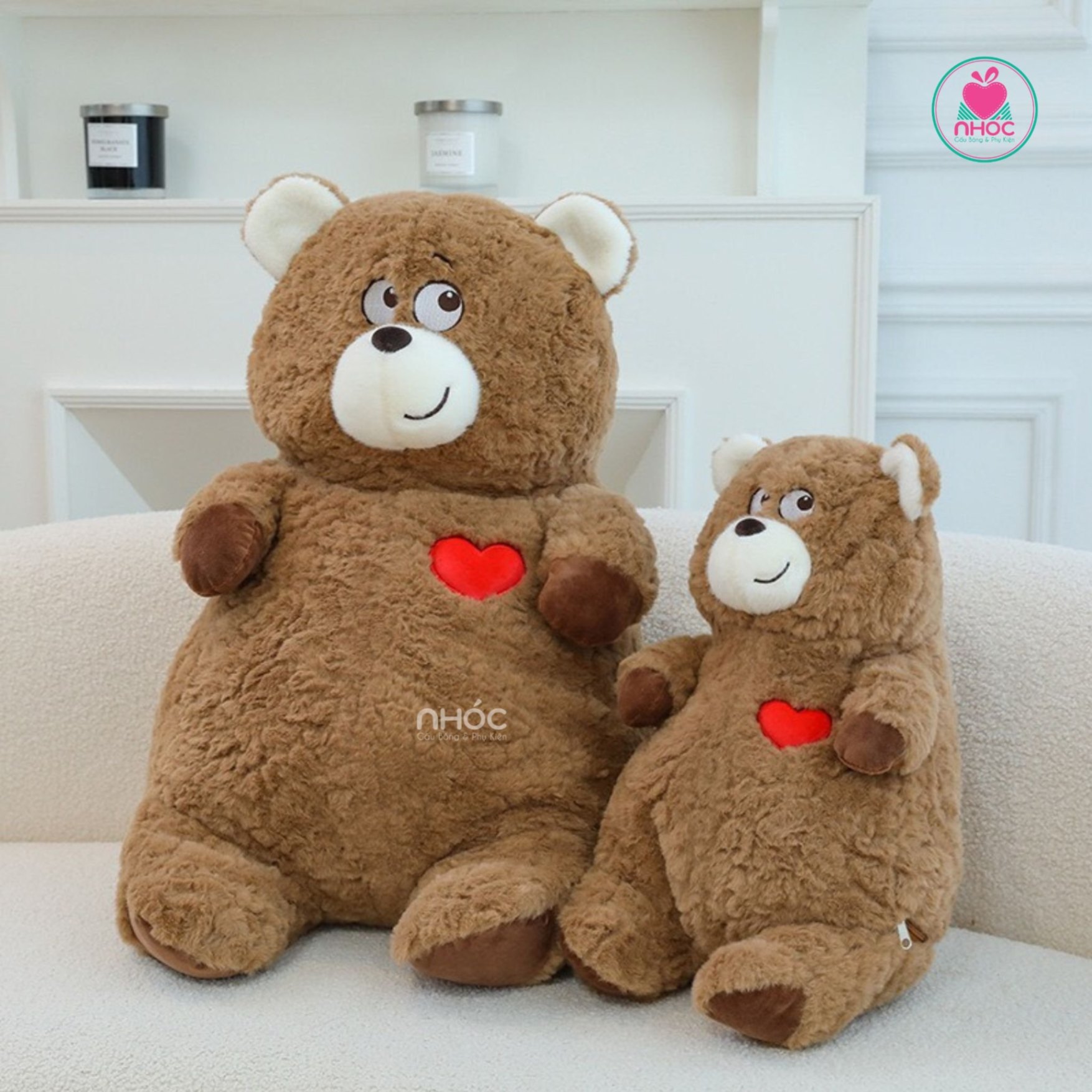 Thú bông gấu trái tim đỏ 2in1 lông xù - 60520