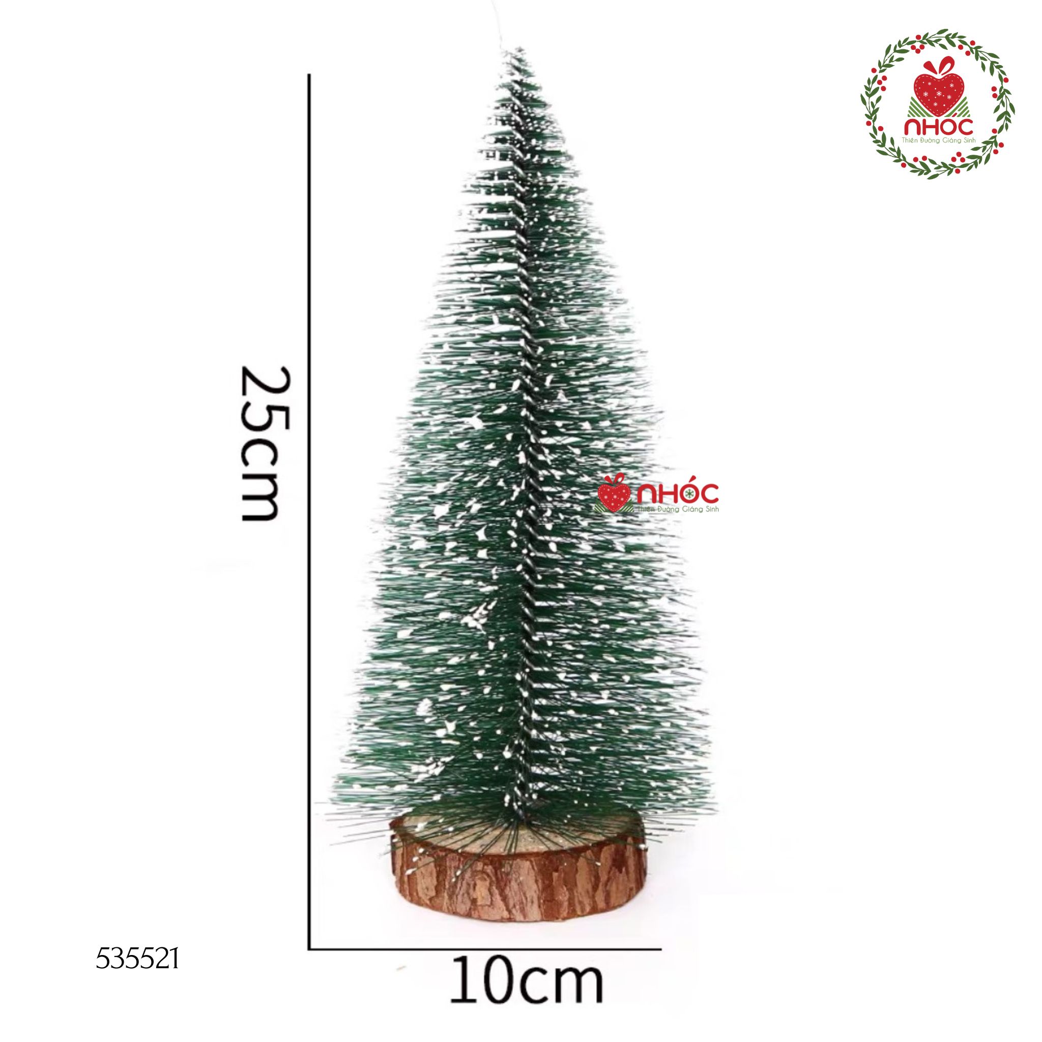 Cây thông Noel để bàn phủ tuyết đế gỗ có đèn - 2590