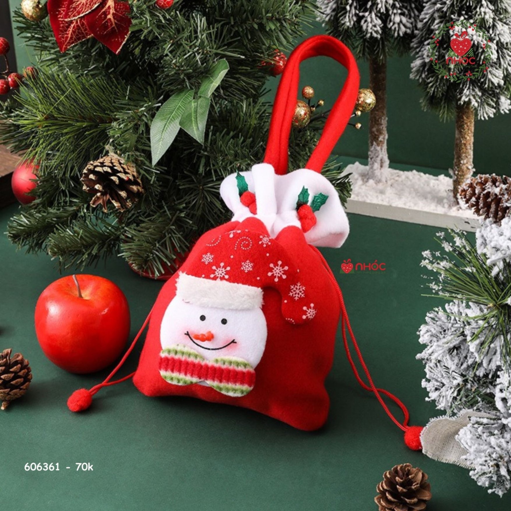Túi xách Noel nỉ - Người tuyết - 7001