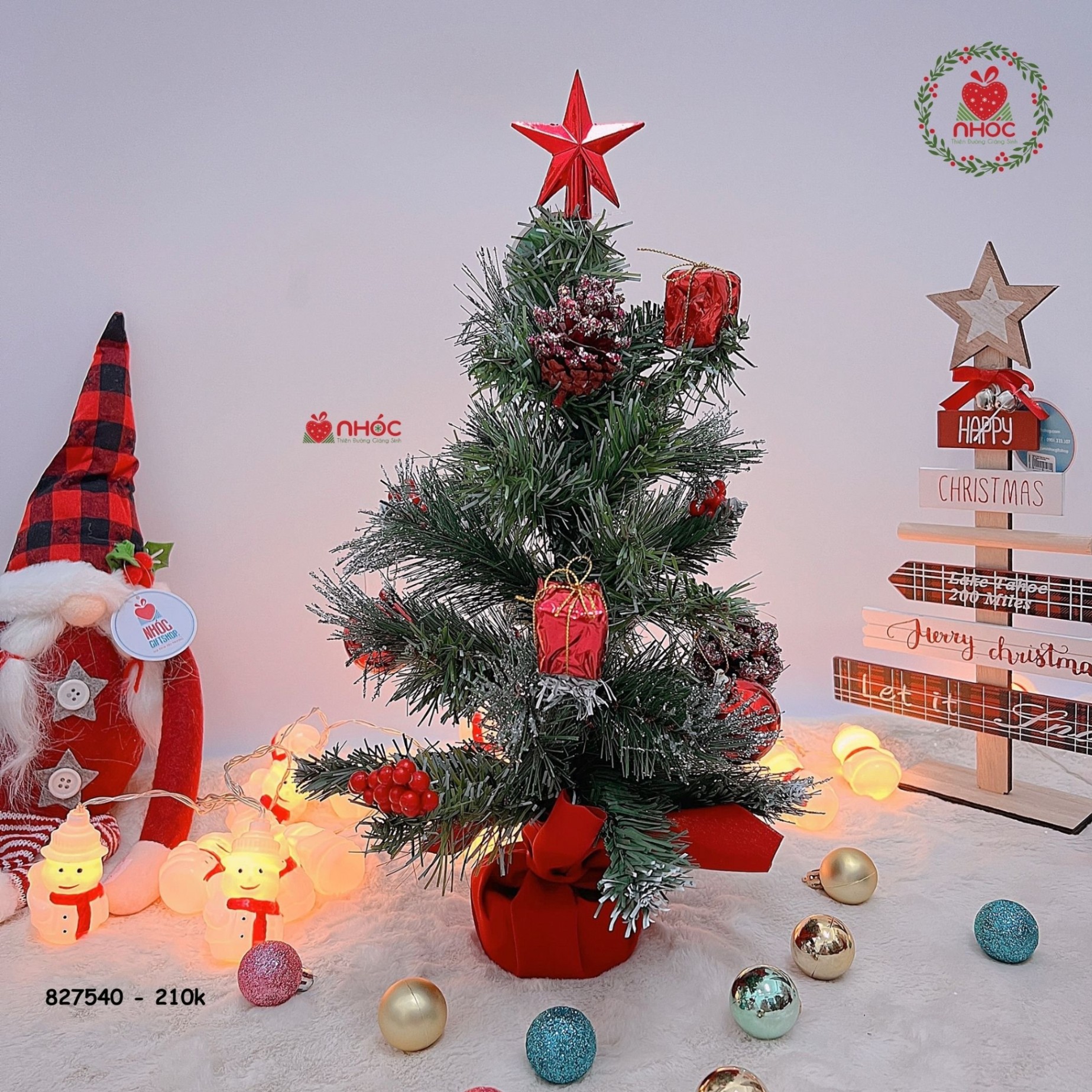 Cây thông noel mini 3 loại lá có trang trí - Xanh - LP - TN1.25 - 3LL - 38210