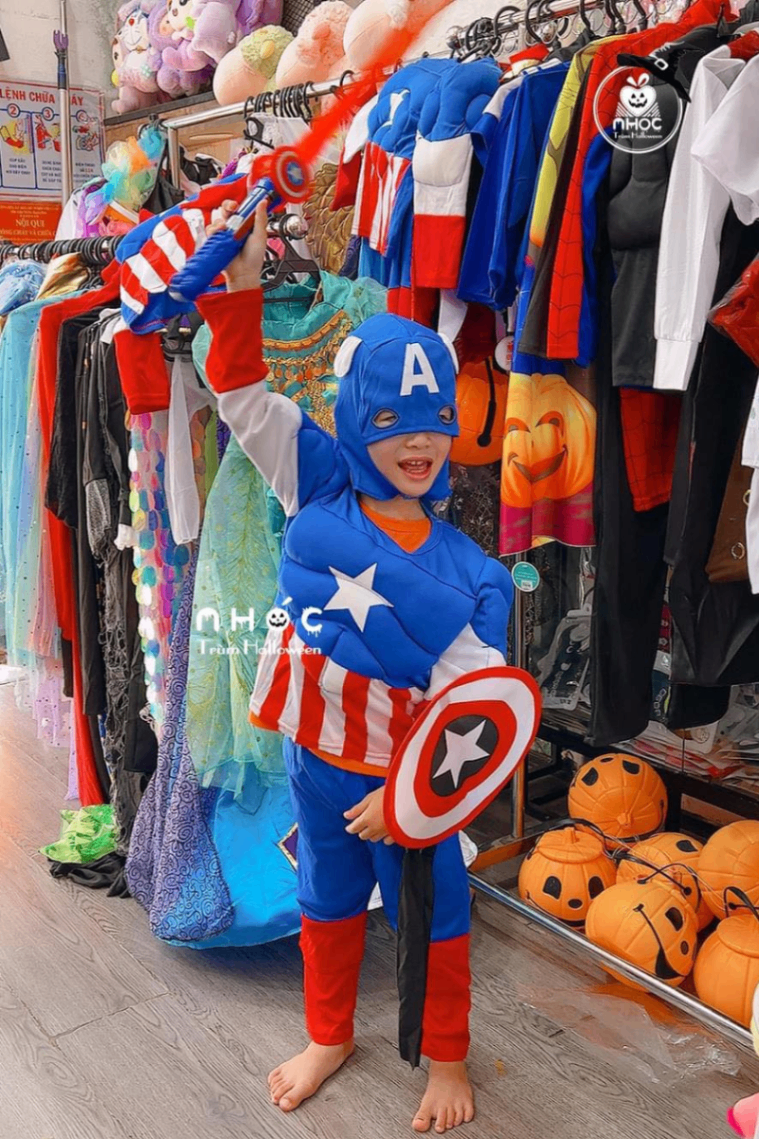 Bộ đồ TE Captain america tay phồng vải thun - Size 5 - 85410