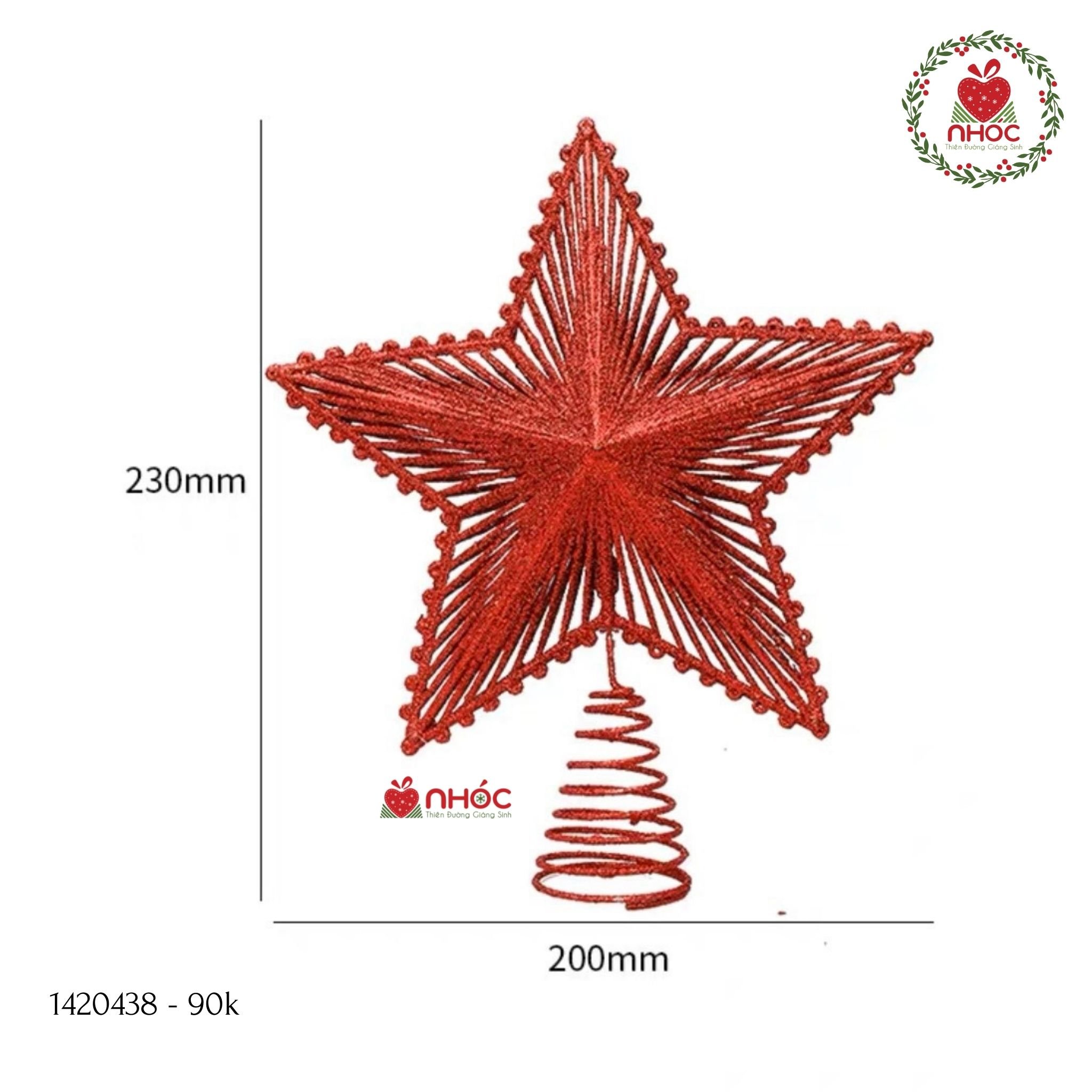 Phụ kiện trang trí Noel Sao kim tuyến - Đỏ - 2590