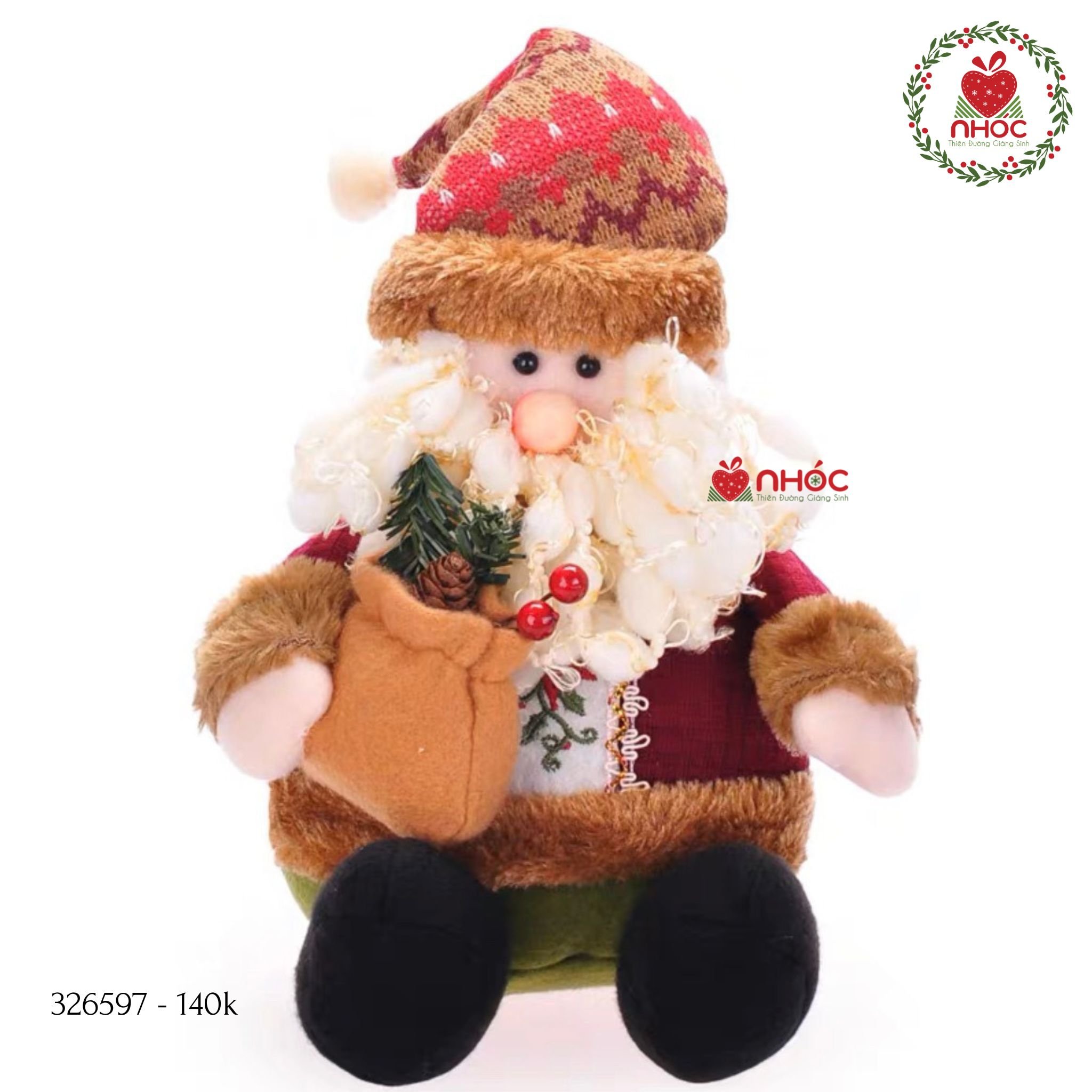 Thú bông ông già noel ngồi cầm túi quà - 14001