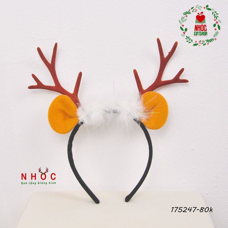 Cài tóc noel sừng tuần lộc lông vũ - 8001 - Nâu