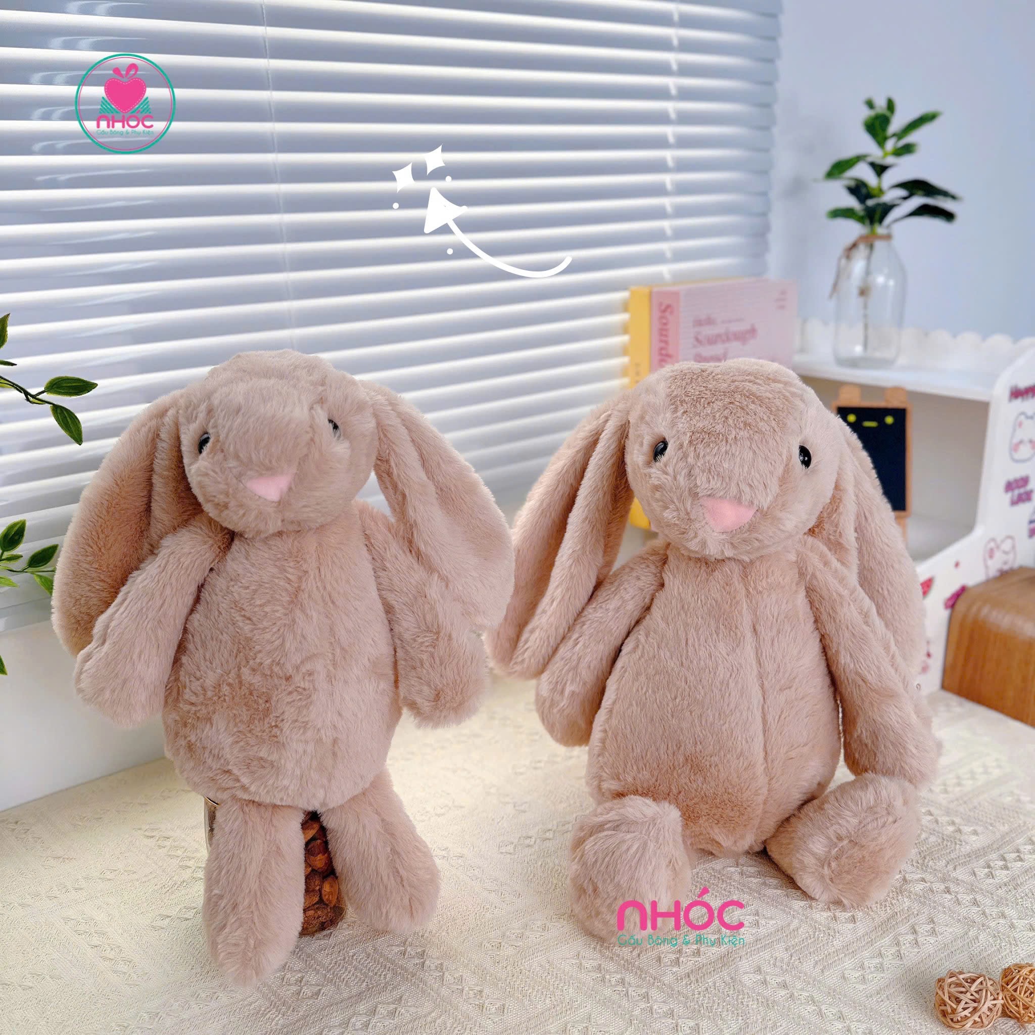 Thú bông Thỏ tai dài lông xù OD - Nâu - 45200