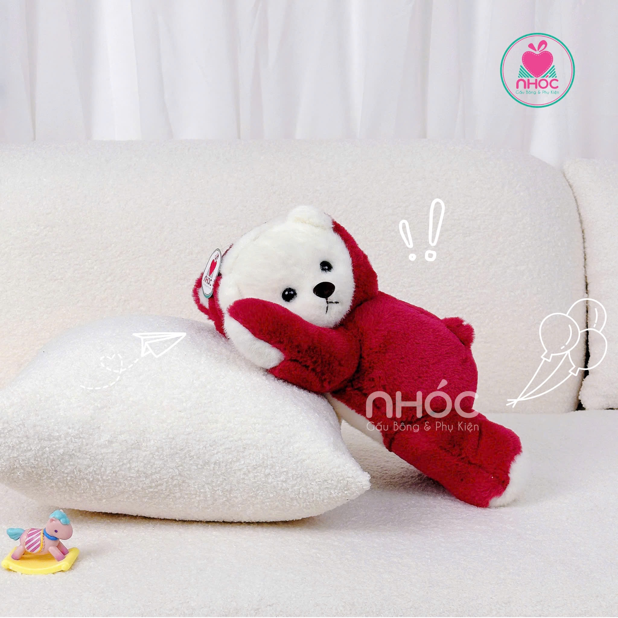 Gối ôm gấu Lena teddy mặc áo Toy Story lông xù - Đỏ - 40260
