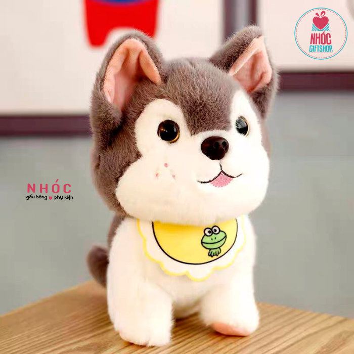Thú bông nhỏ Chó đeo yếm lông xù - Xám - 9501