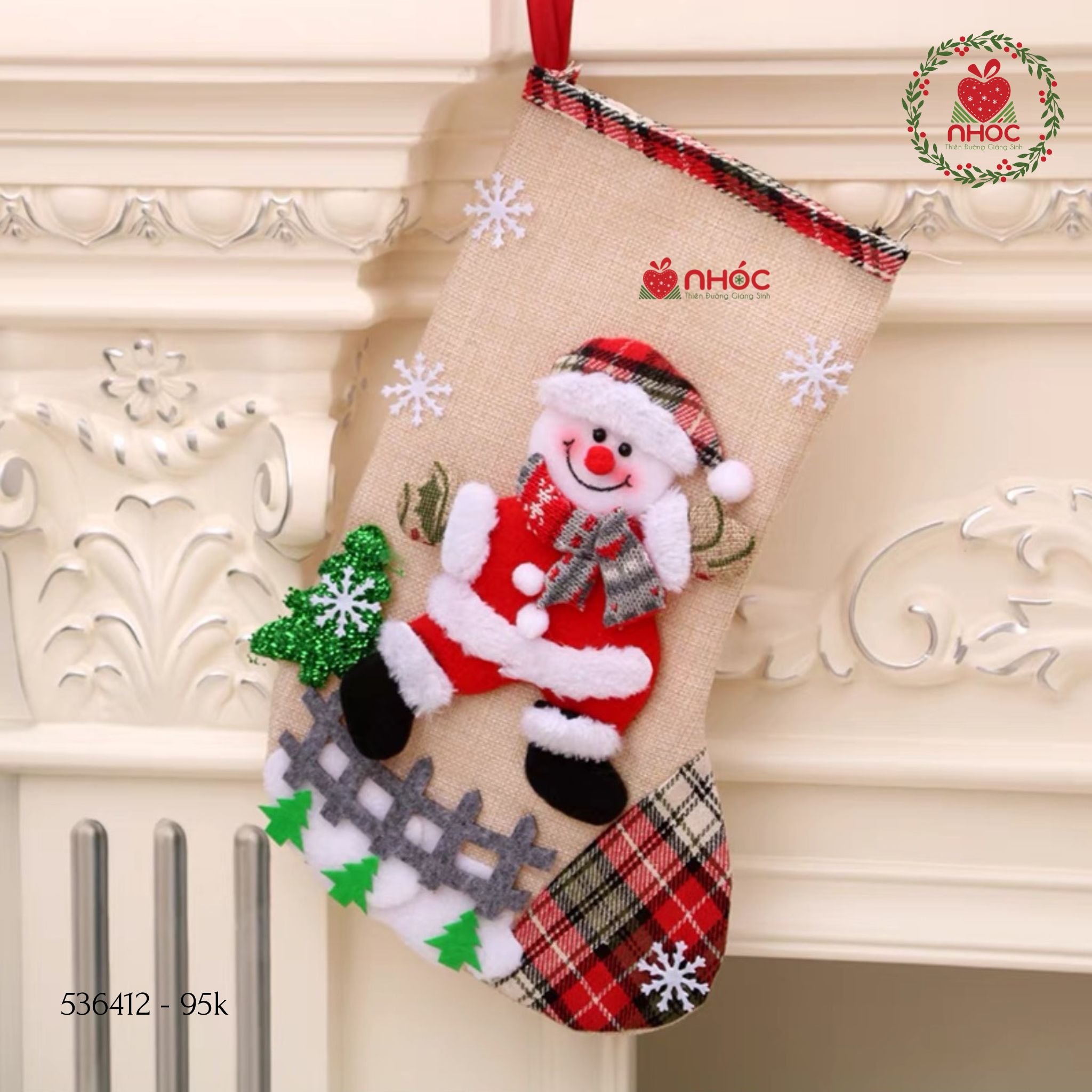 Tất Noel cây thông hàng rào người tuyết - 3095