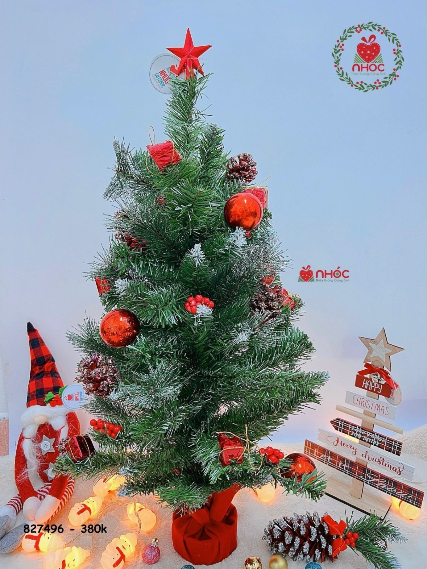 Cây thông noel mini 3 loại lá có trang trí - Xanh - LP - TN2.5 - 3LL - 70380