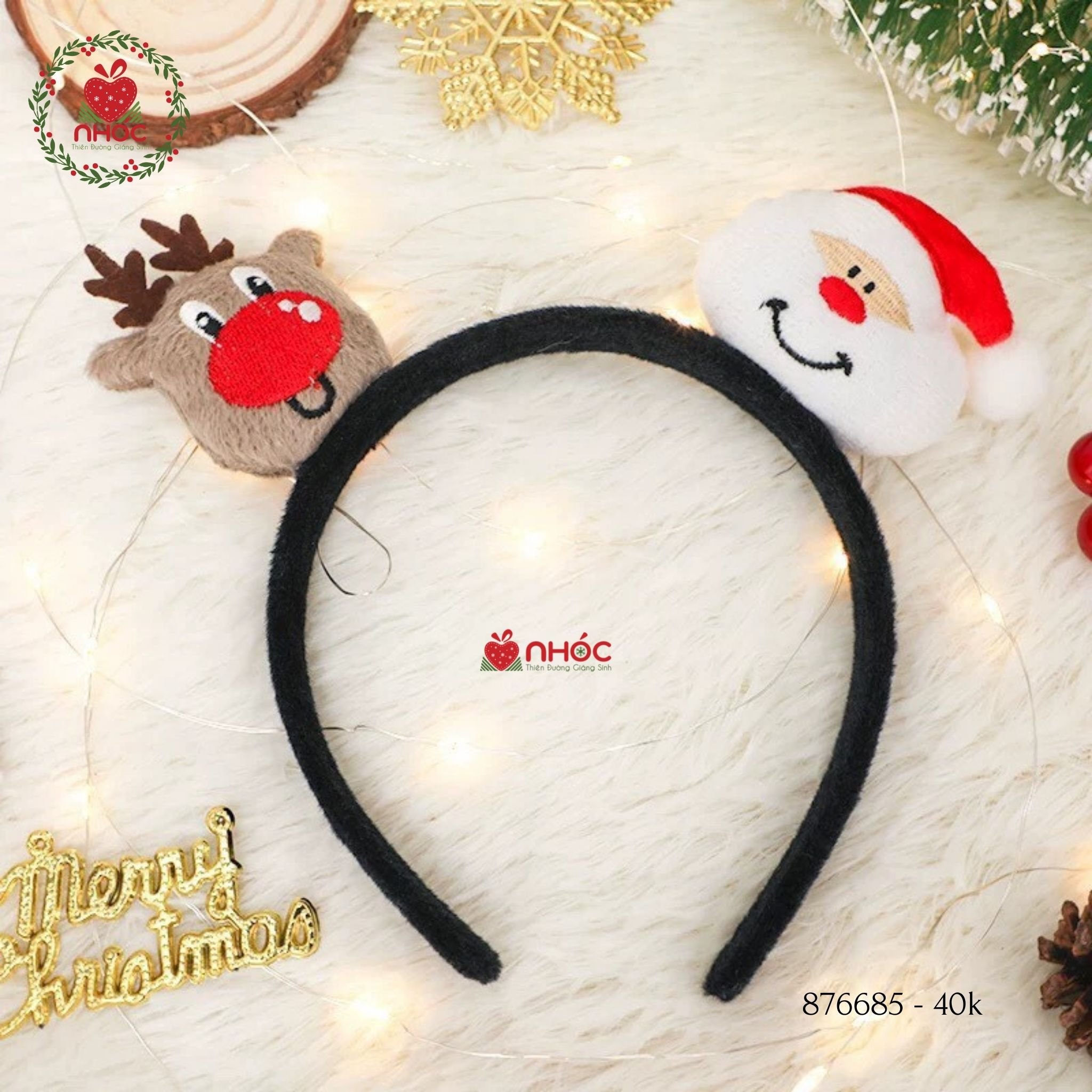 Cài tóc noel ông già tuần lộc - Đen - 4001