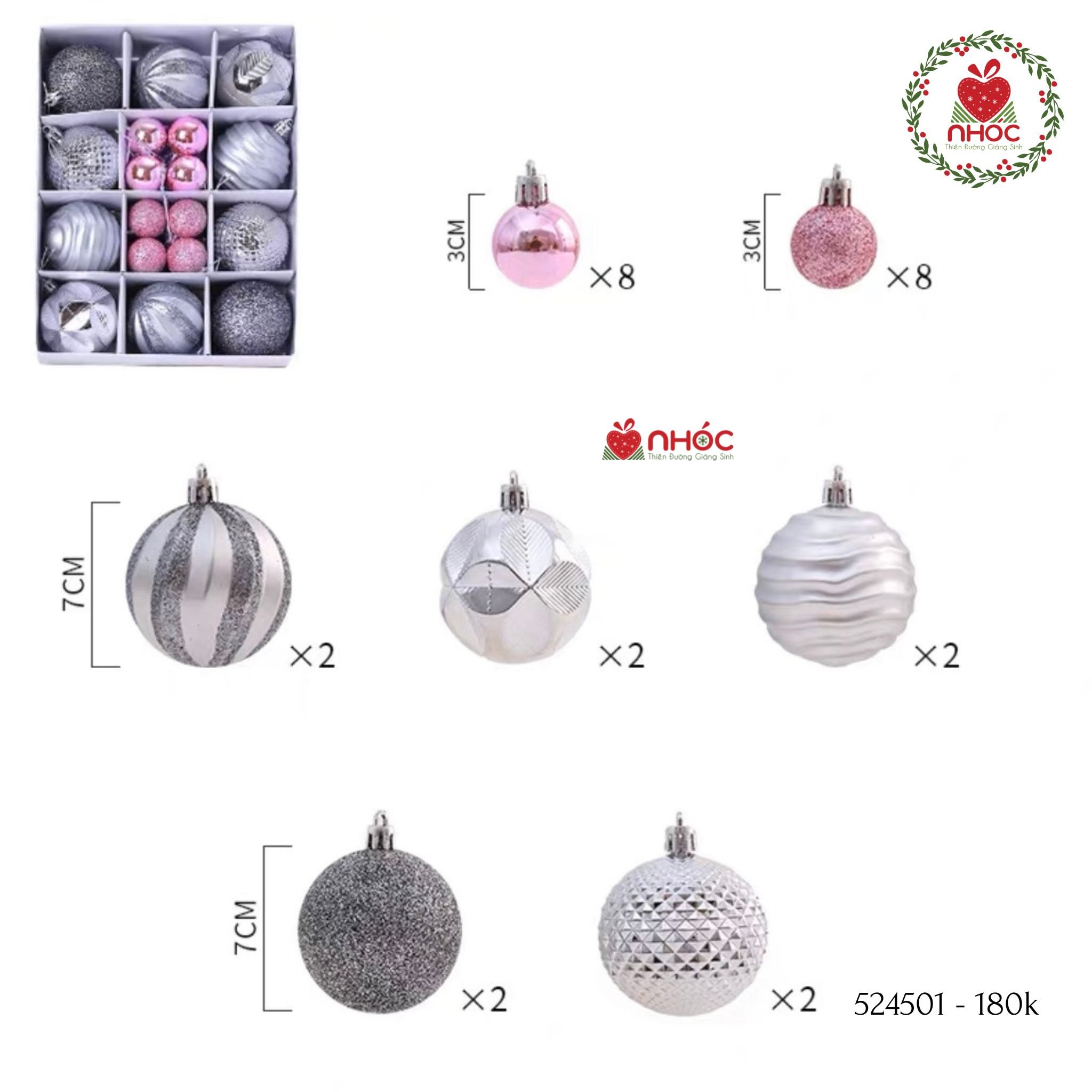Trái châu kiểu hộp mix 10 lớn 16 nhỏ - Bạc - 60180