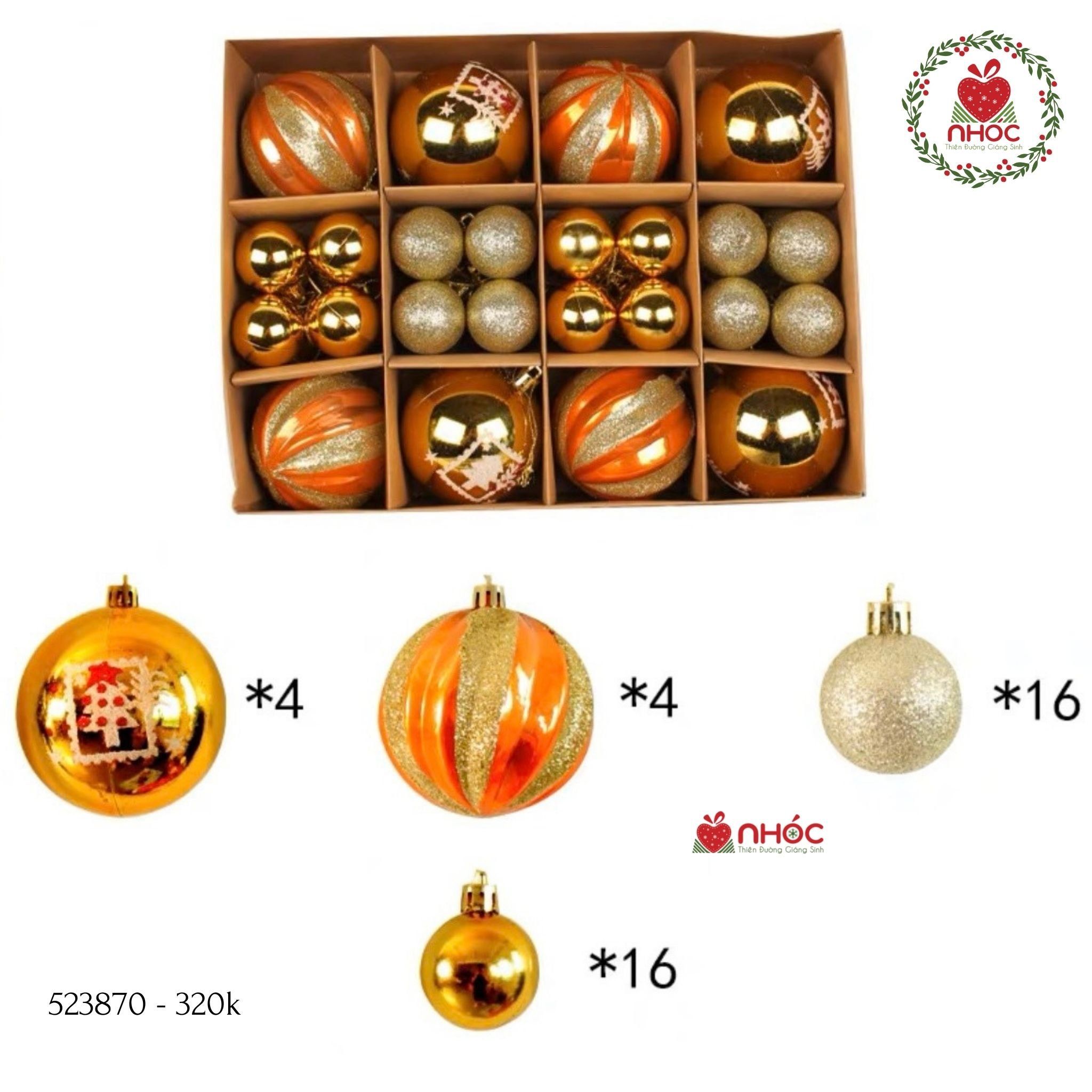 Trái châu kiểu hộp mix 8 lớn 32 nhỏ - Vàng cam - 80320