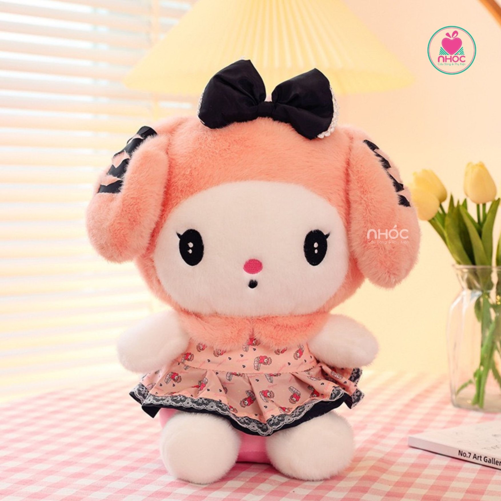 Thú bông Melody mặc đầm lông xù - Hồng - 60520