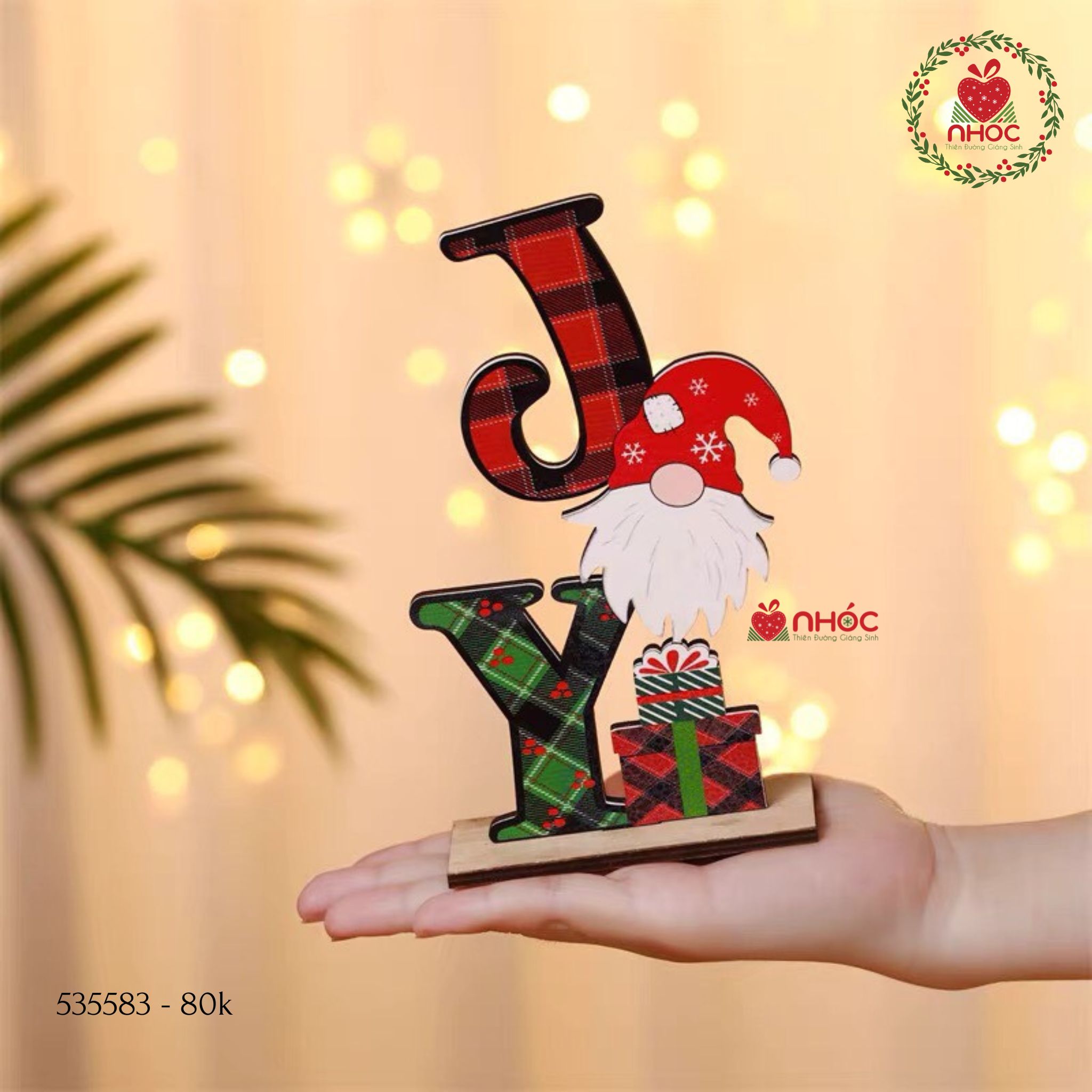 Bảng Noel để bàn gỗ hoạ tiết - Joy dọc - 2080