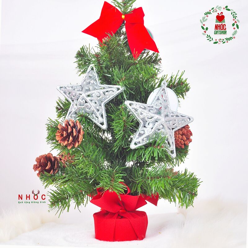 Phụ kiện trang trí noel ngôi sao nhựa kim tuyến bộ 2 - 8001