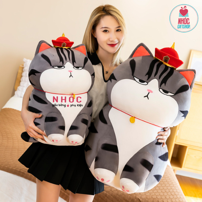 Thú bông Mèo hoàng thượng chân nhỏ lông mịn TC - Xám đen - 55440