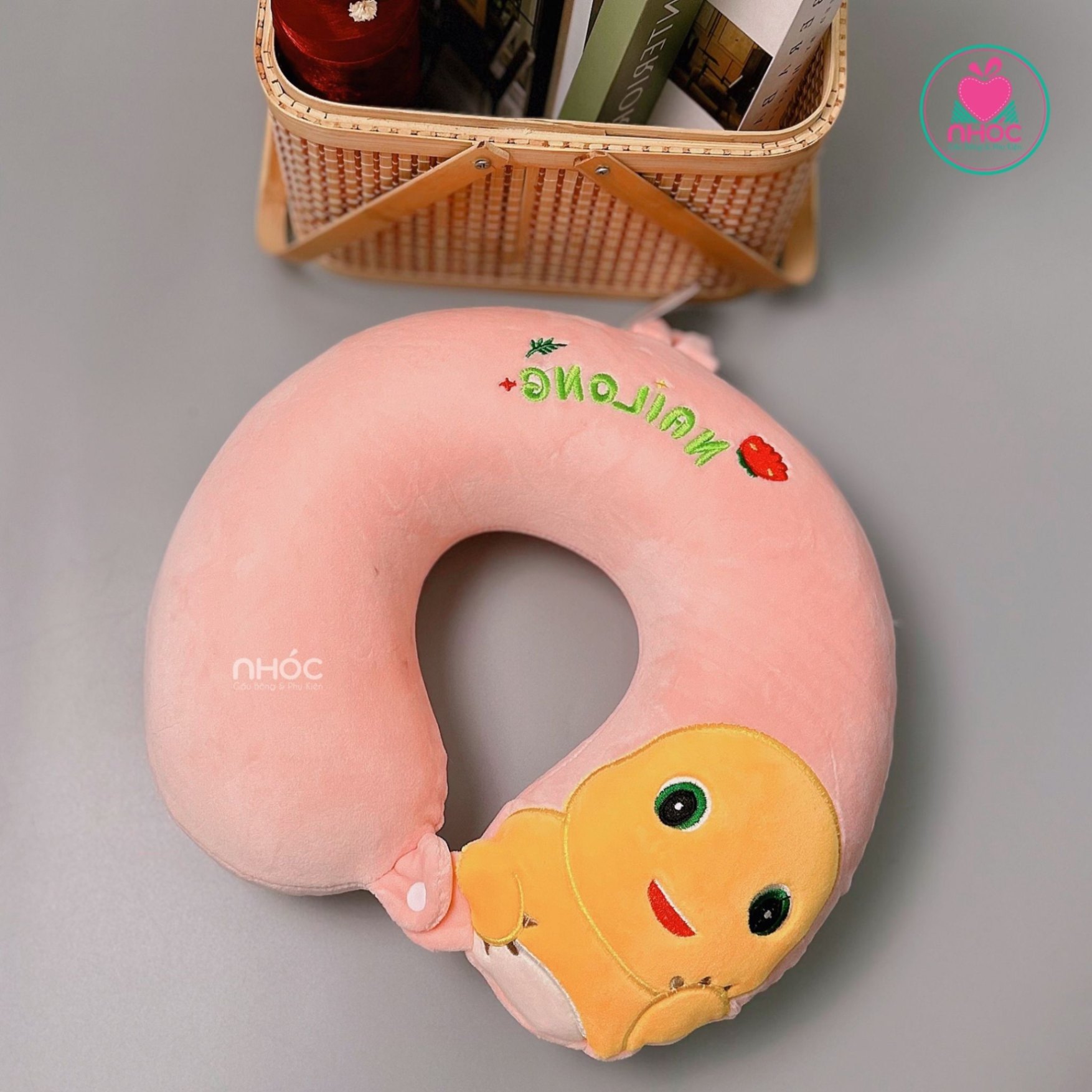 Gối kê cổ cao su non Khủng long - Hồng - 16001
