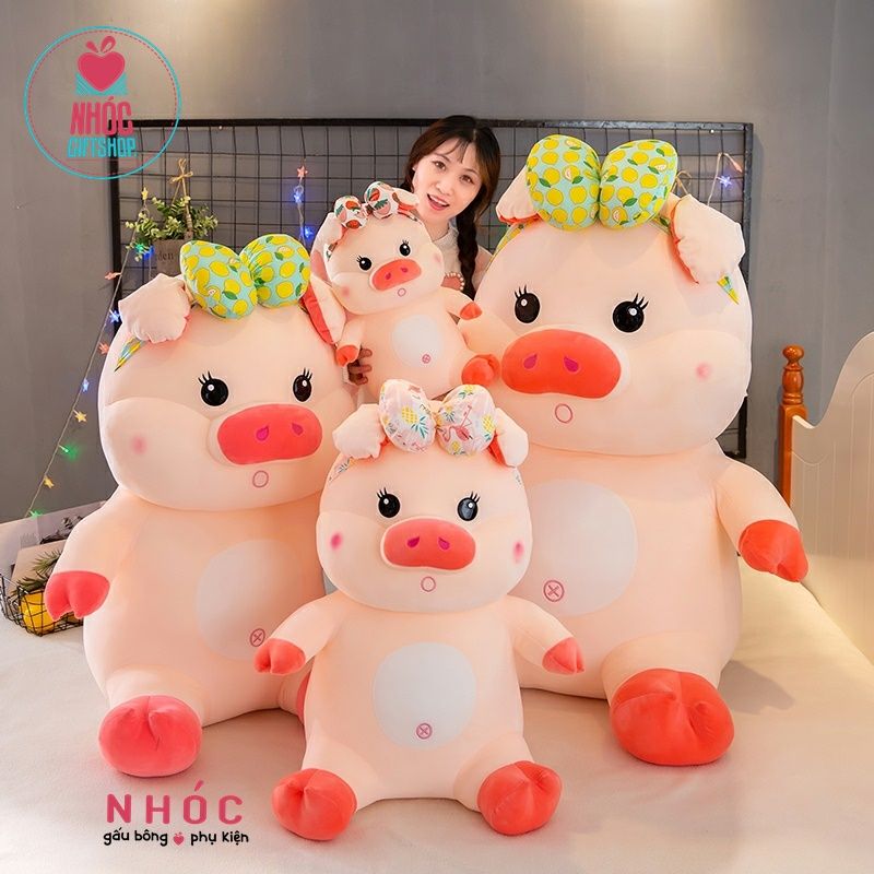 Thú bông heo băng đô lông mịn ngồi - Hồng - 50410