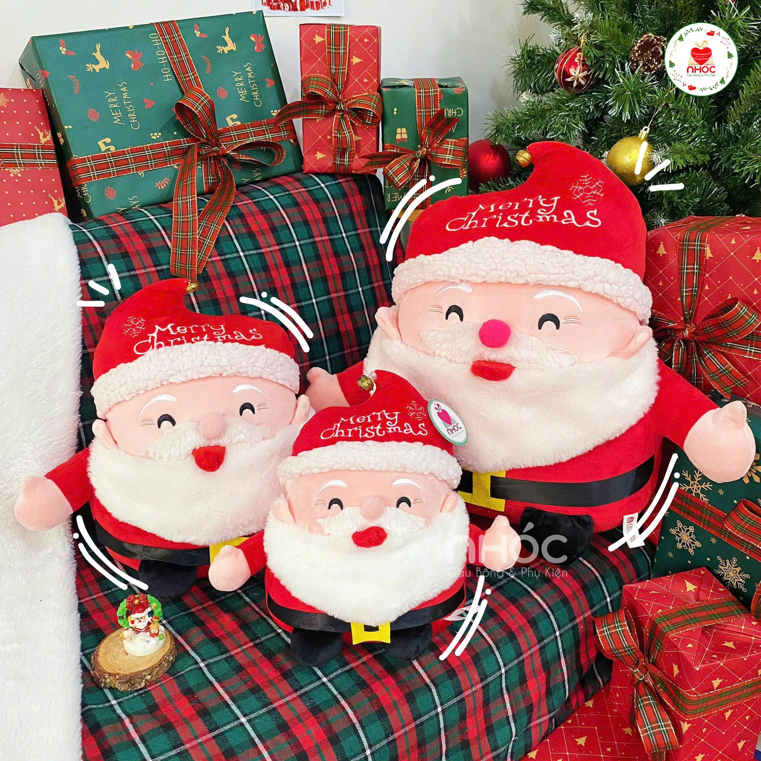 Thú bông Noel ông già nón thêu TC