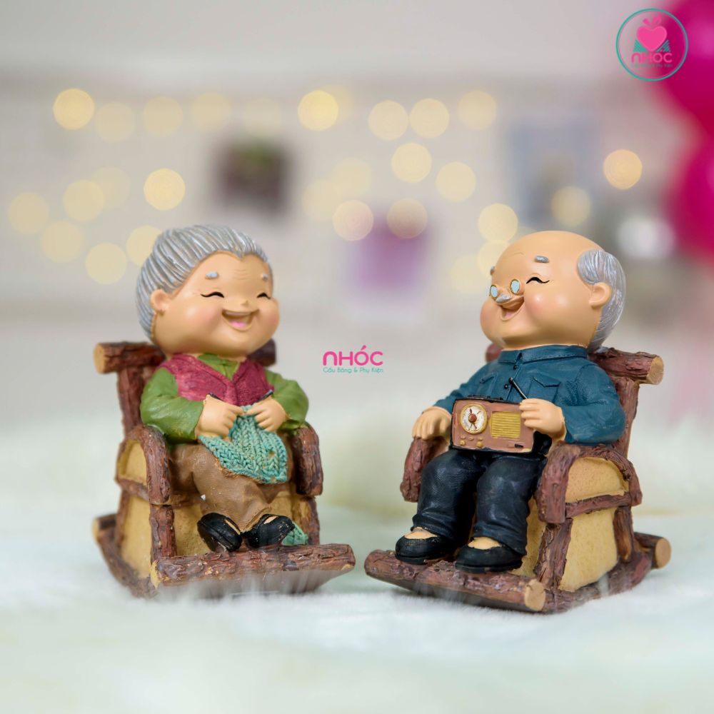 Tượng ông bà già ghế rời - 48001