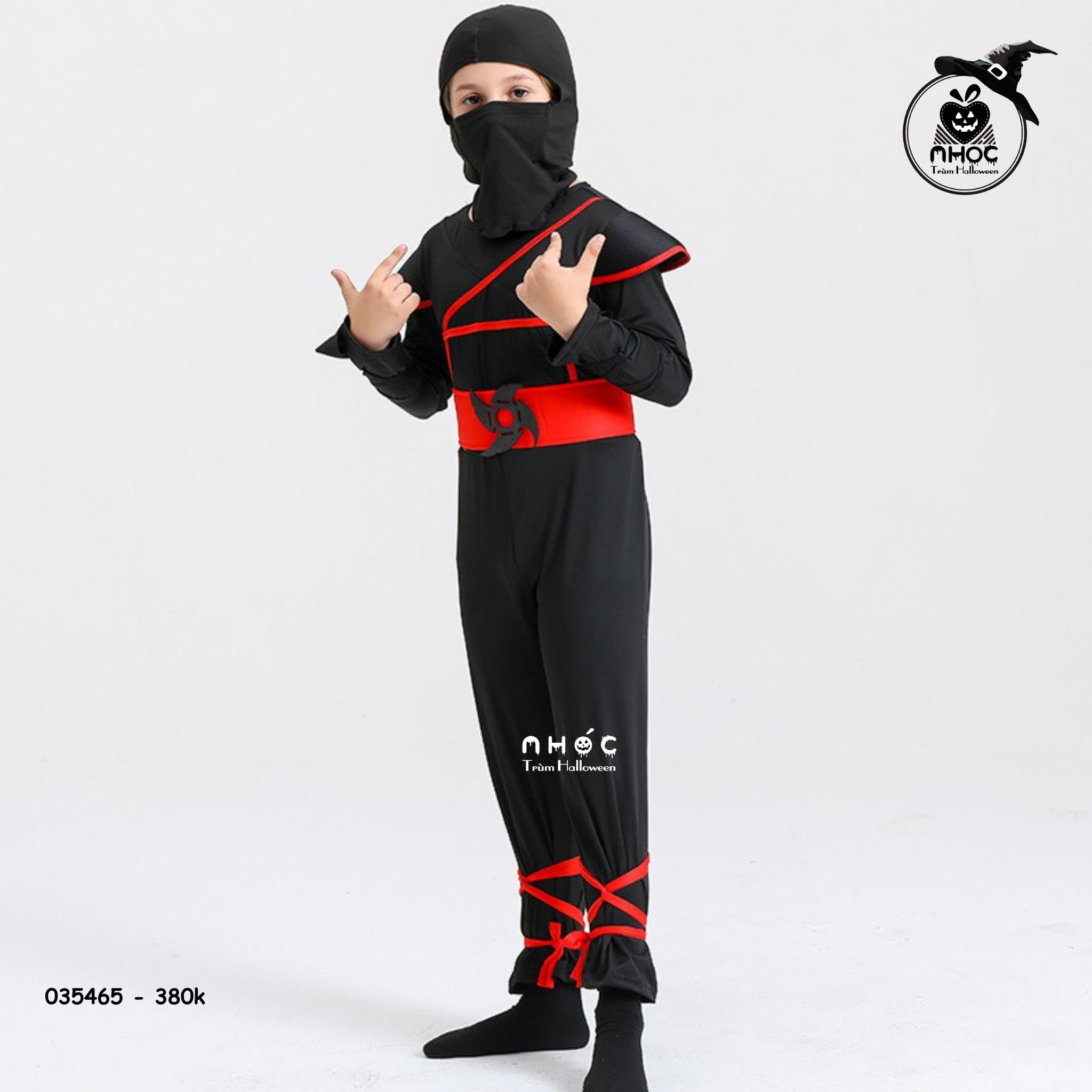 Bộ đồ Ninja Stealth viền đỏ combo nón - Size XL - 140380