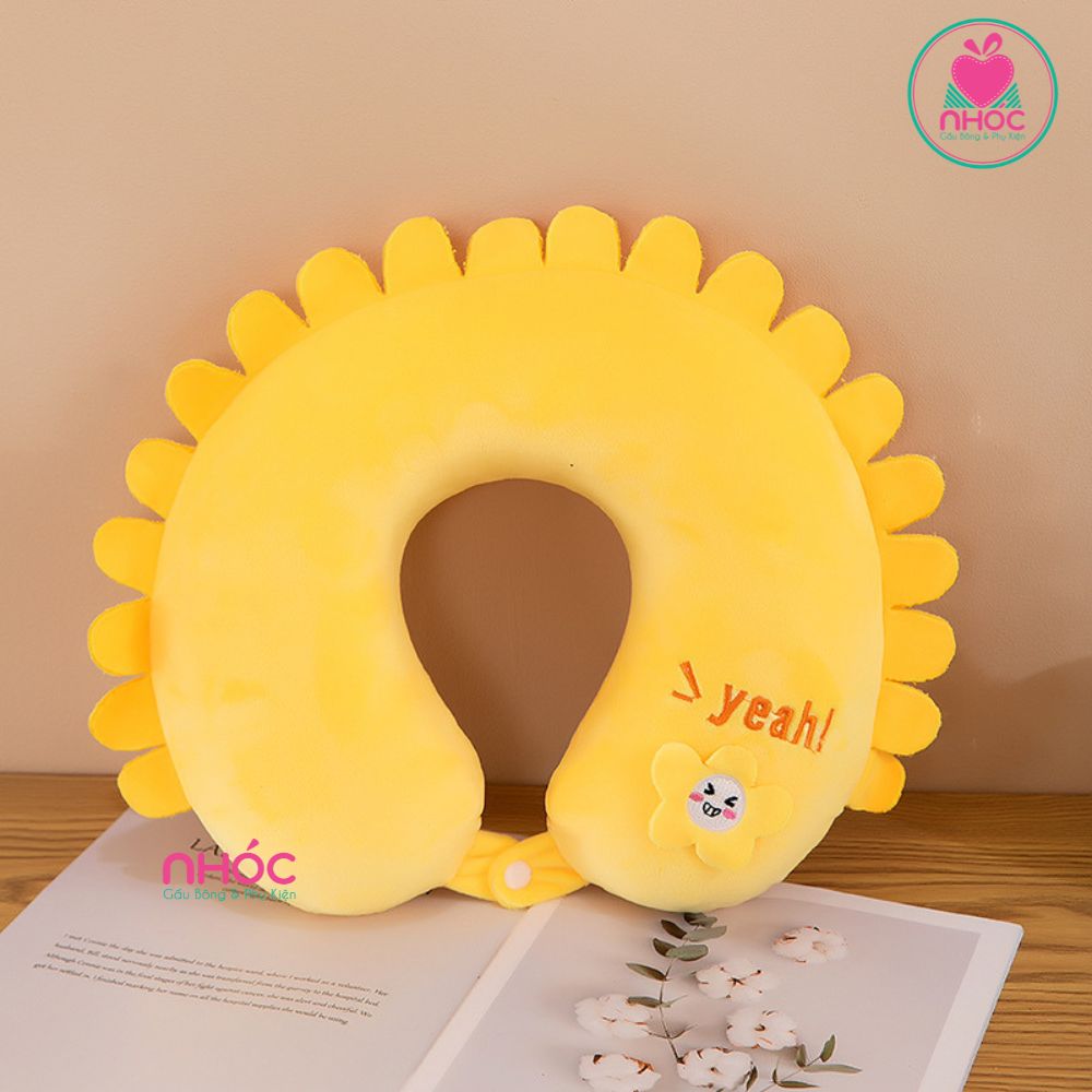 Gối kê cổ cao su non viền cánh hoa - Vàng - 18001