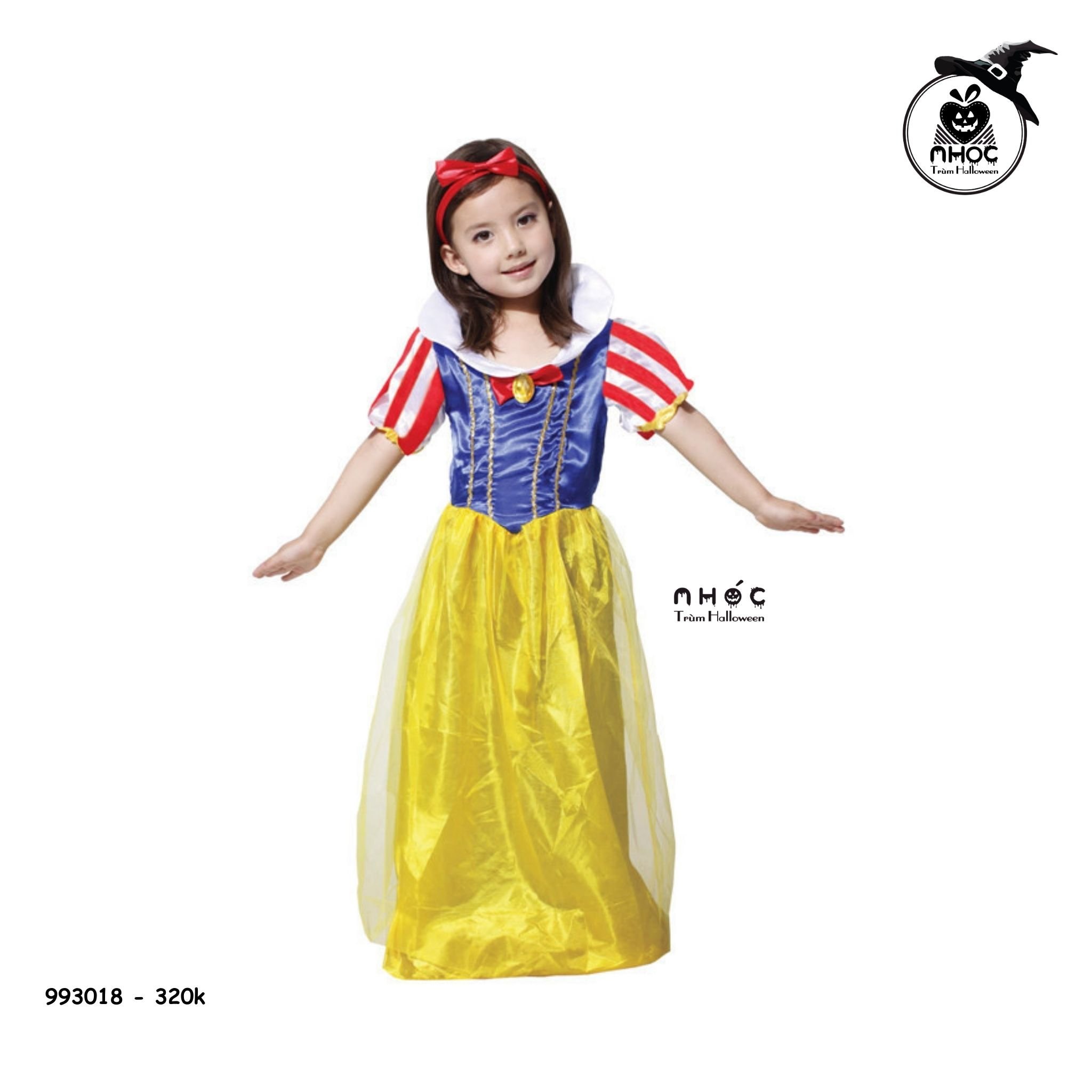 Đầm công chúa bạch tuyết vải phi combo cài - Size L - 32001