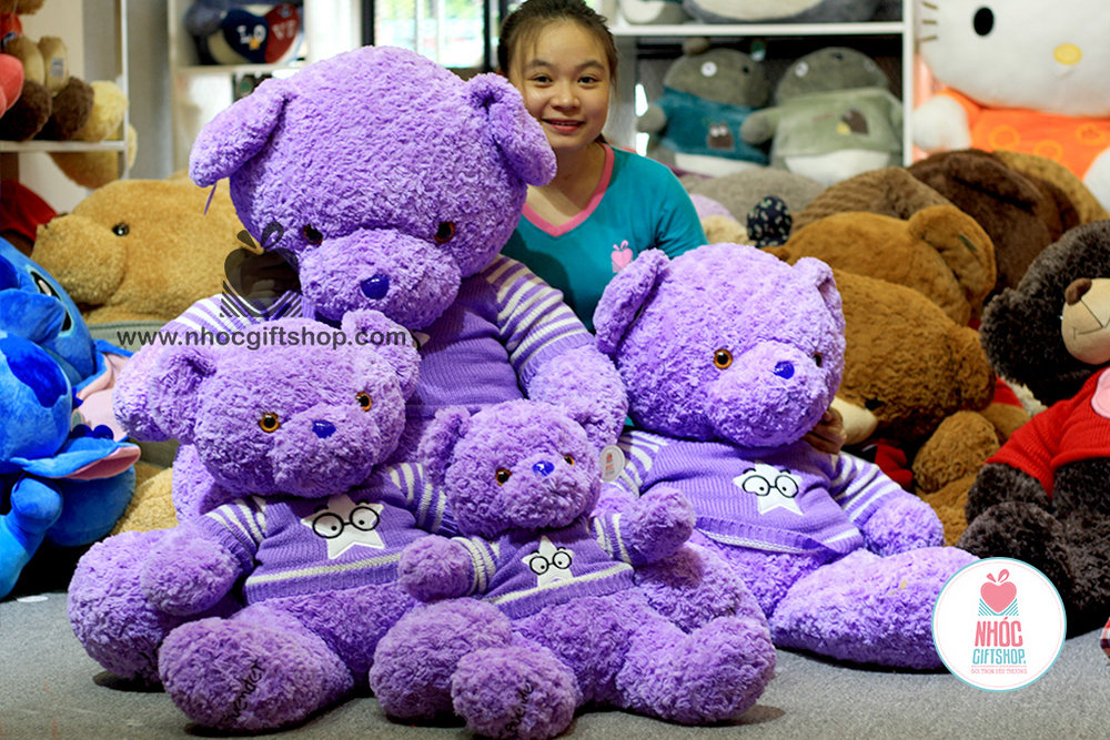 Gấu Teddy áo len lavender - 110820