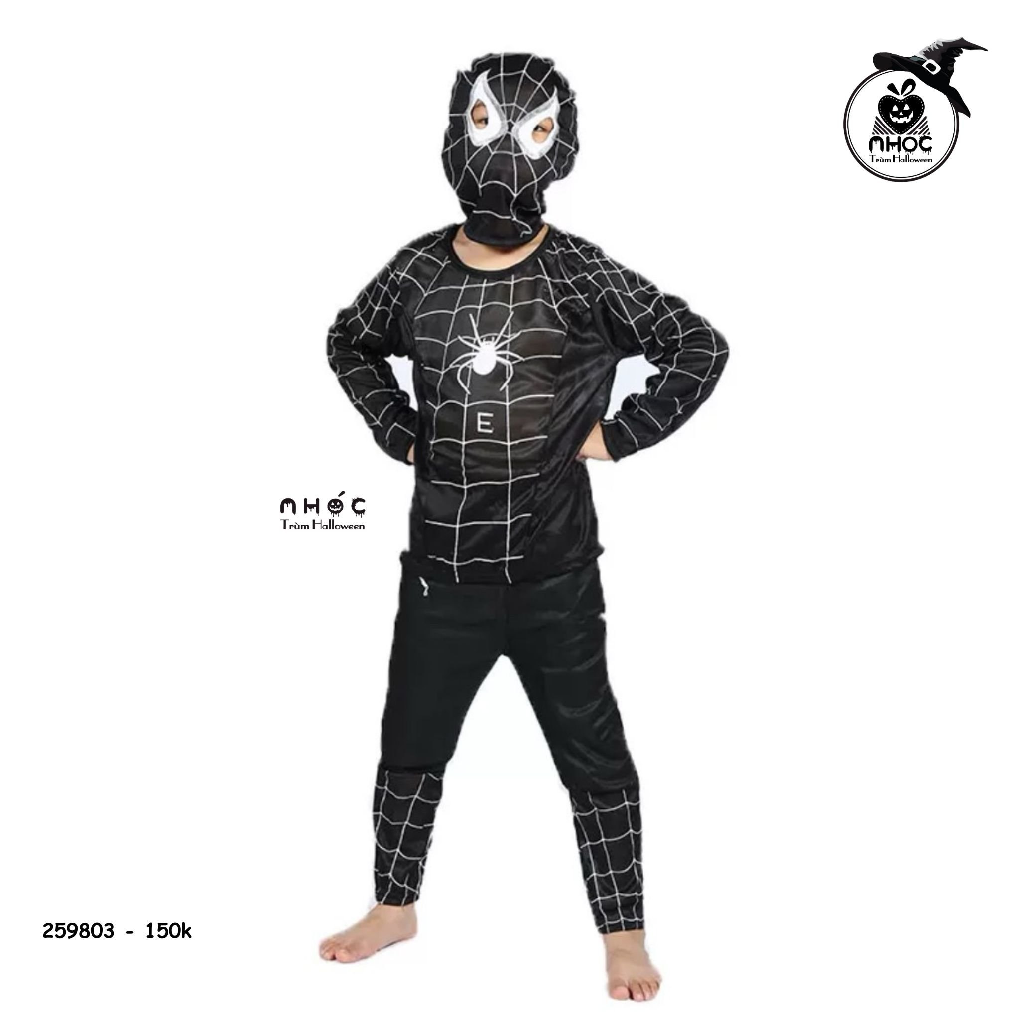 Bộ đồ Spiderman vải thun Đen - Size S - 105150