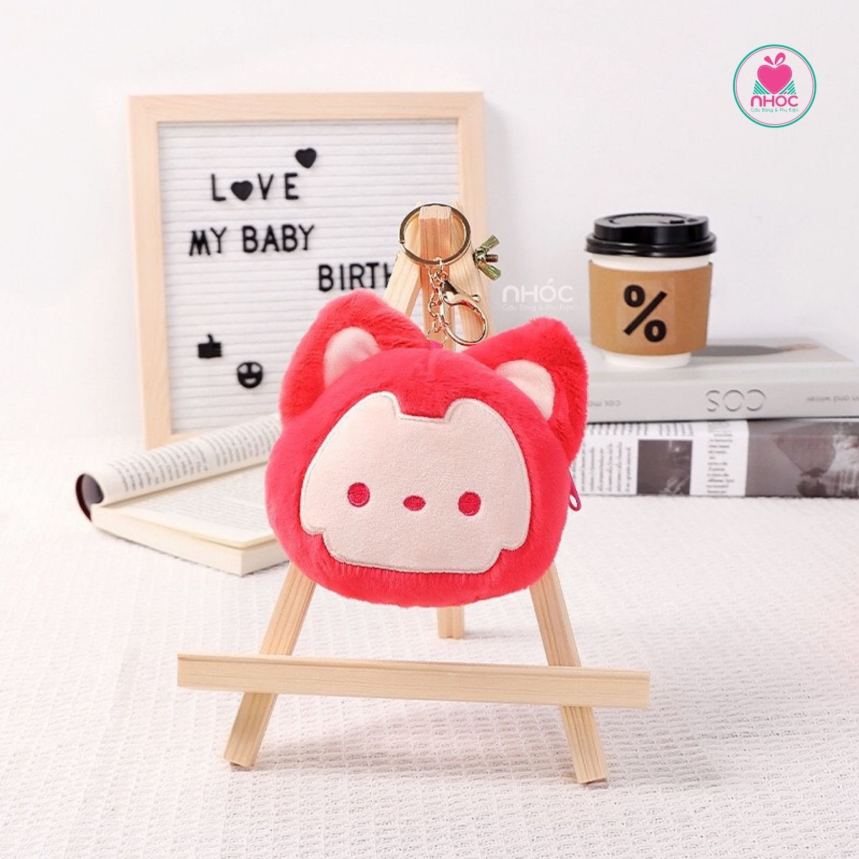 Móc khoá bông kiểu ví mặt cáo - 7501