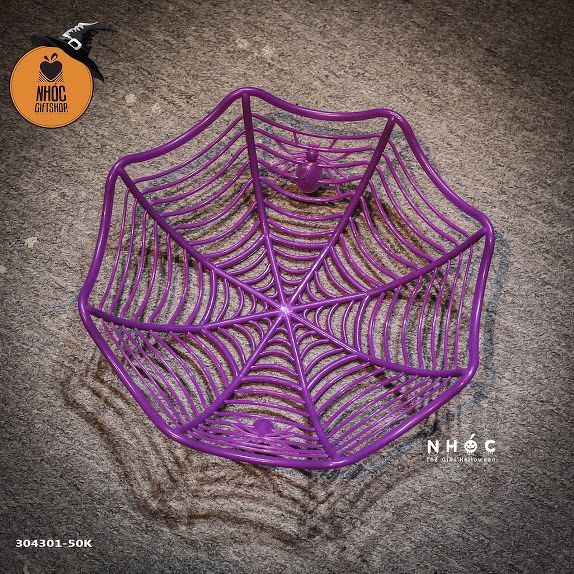 Rổ halloween màng nhện nhựa - 5001 - Tím