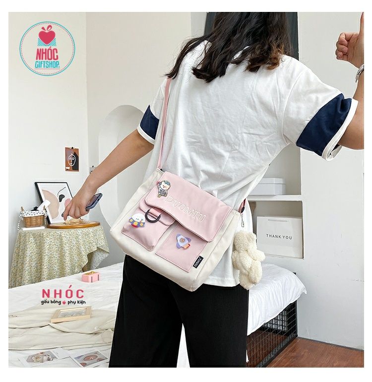 Túi đeo chéo combo sticker -19001 - Hồng